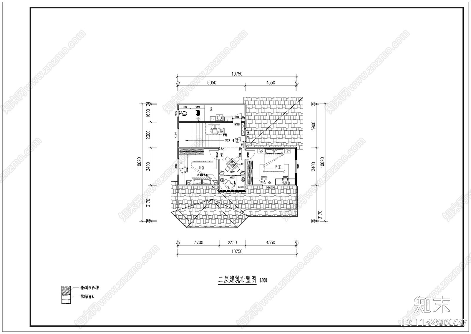 别墅建筑cad施工图下载【ID:1152809737】