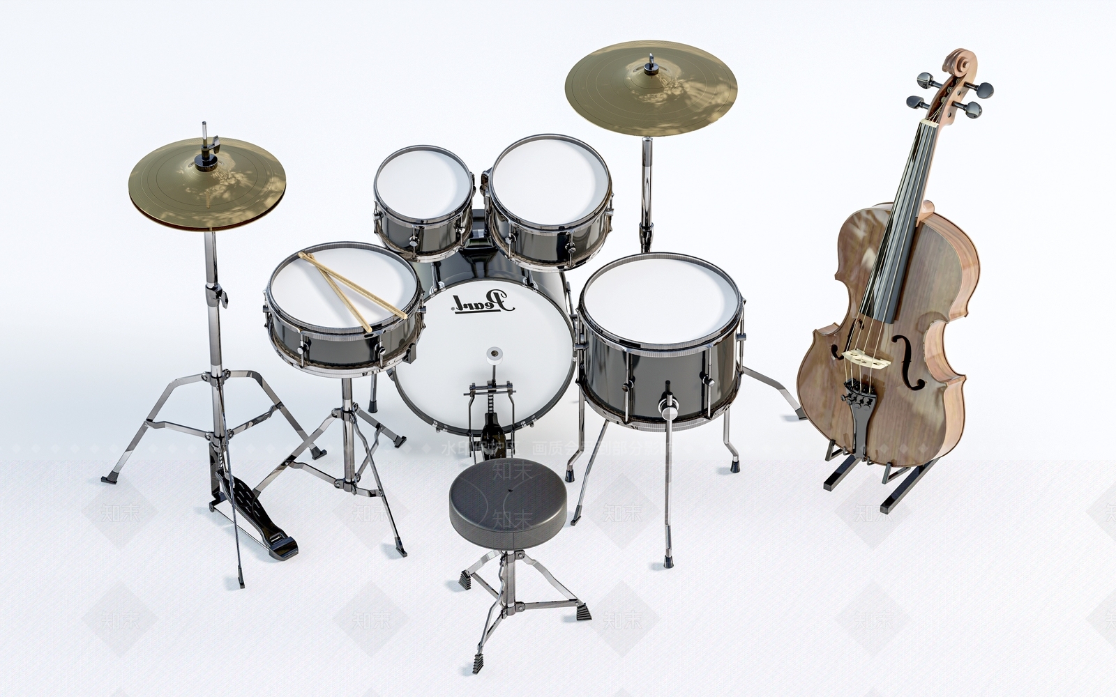 现代架子鼓3D模型下载【ID:1152811264】