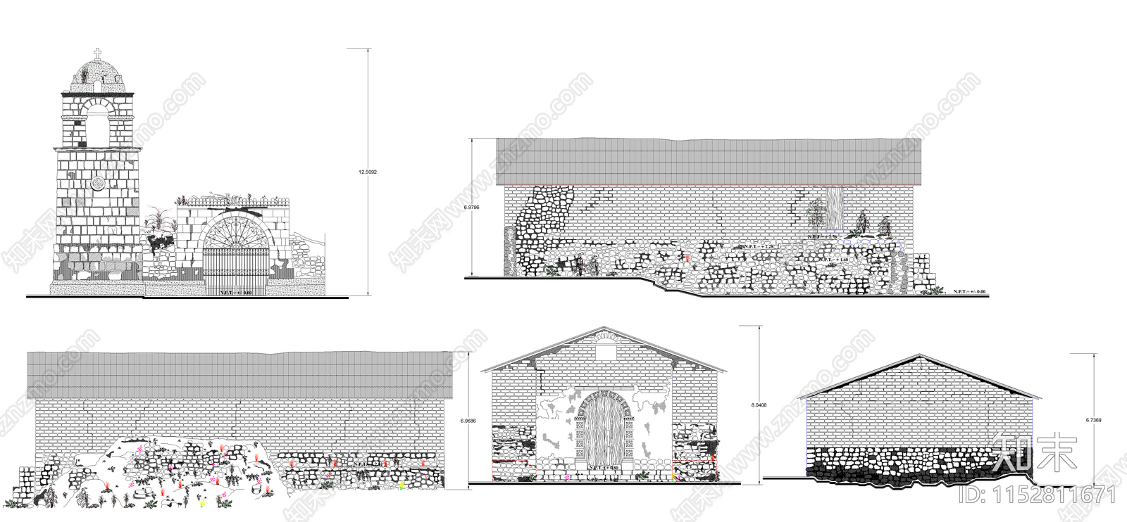 小教堂建筑施工图下载【ID:1152811671】