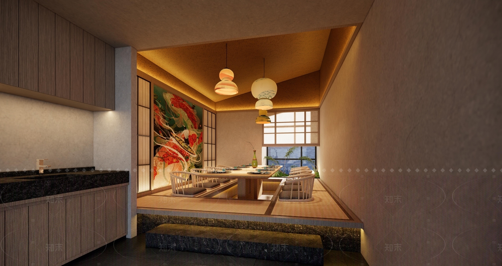 日式包厢SU模型下载【ID:1216045675】