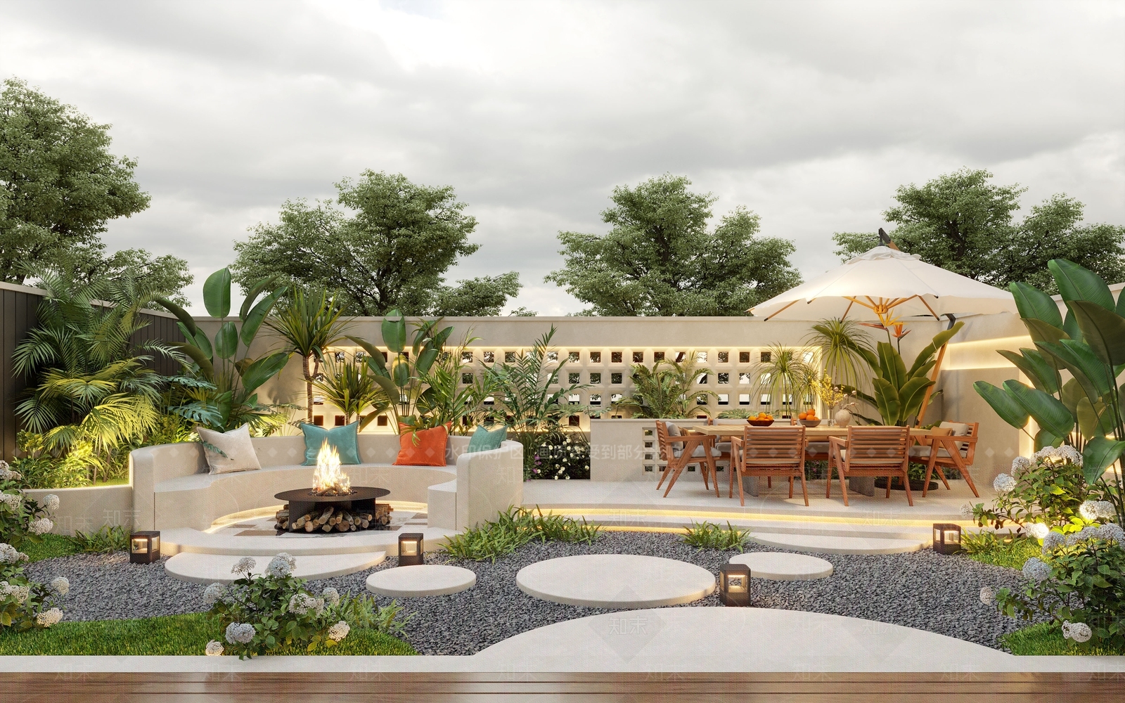 现代庭院花园景观SU模型下载【ID:1152821126】