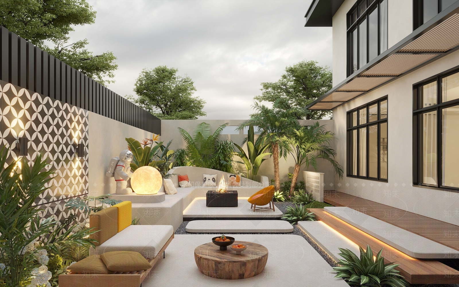 现代庭院花园景观SU模型下载【ID:1152821124】