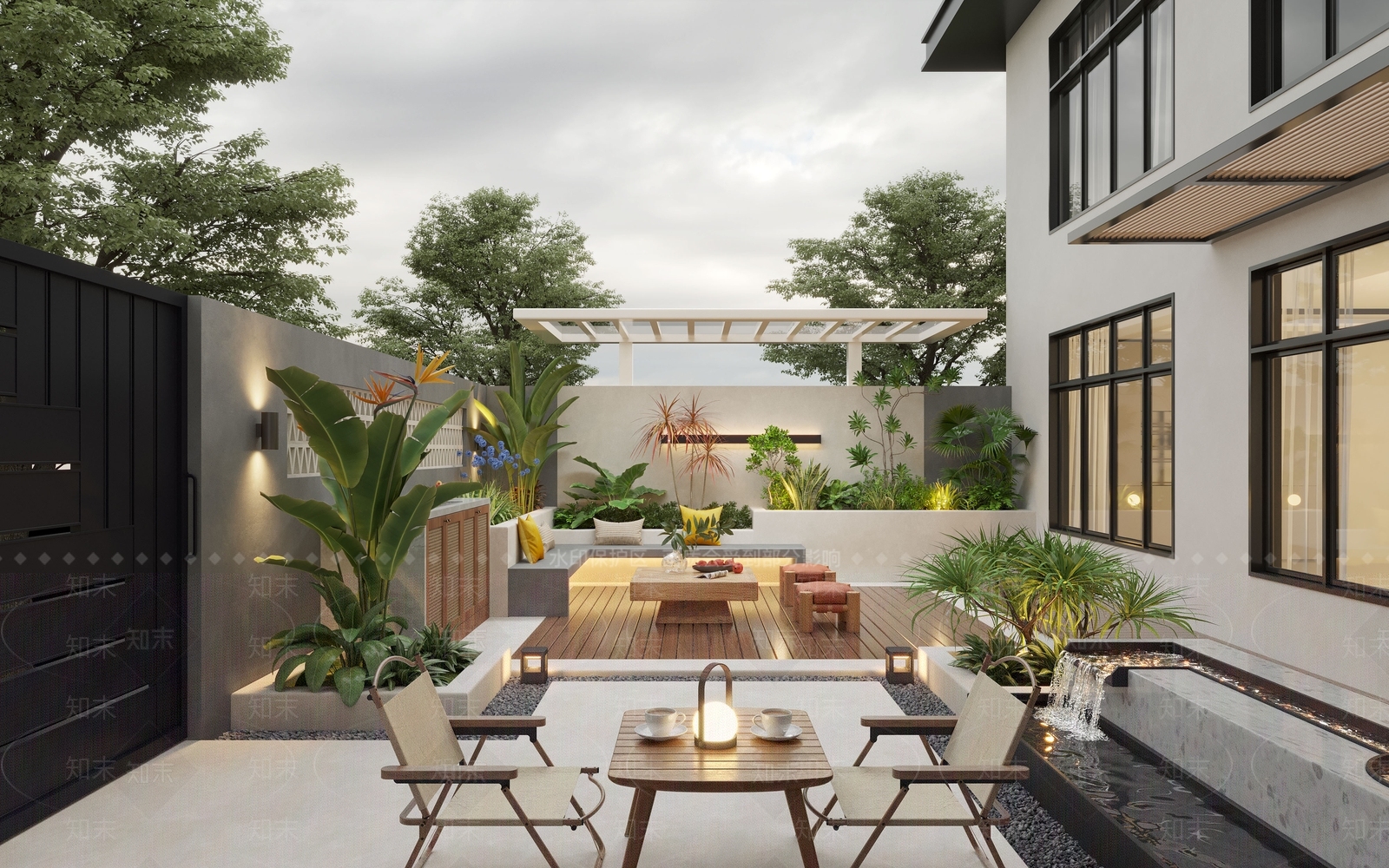 现代庭院花园景观SU模型下载【ID:1152821127】