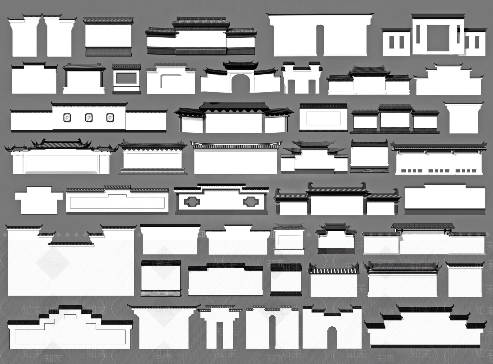 中式马头墙SU模型下载【ID:1152825215】