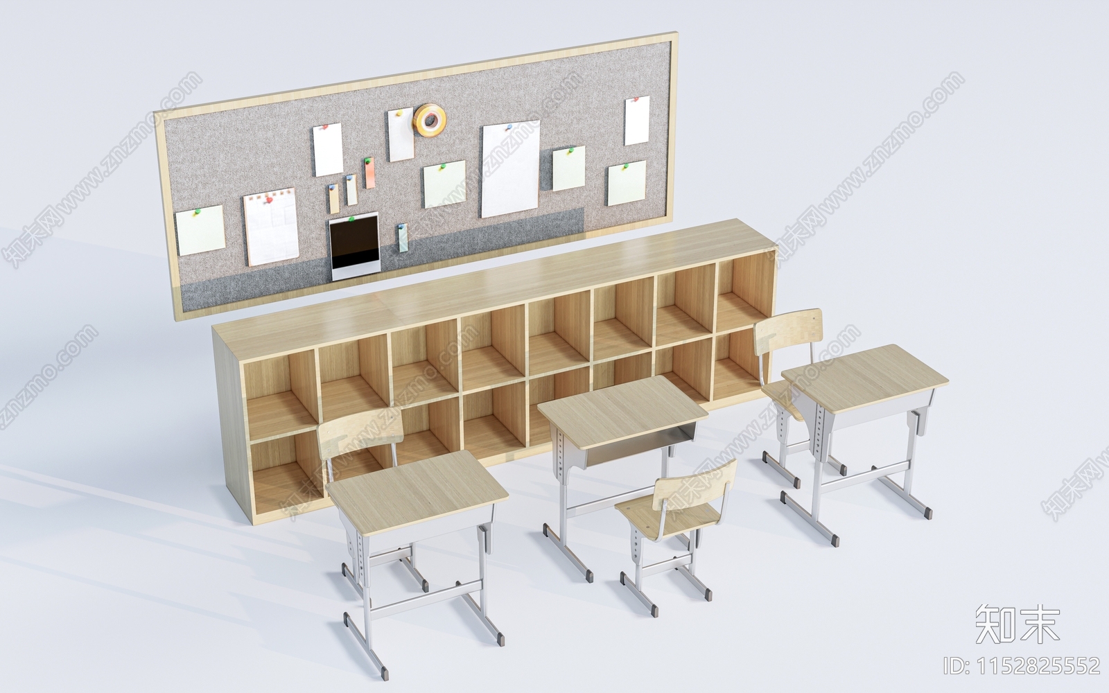 现代书桌椅组合3D模型下载【ID:1152825552】