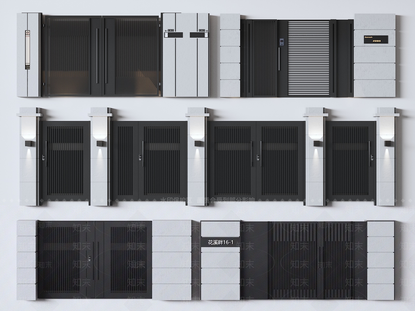现代别墅庭院门3D模型下载【ID:1152825579】