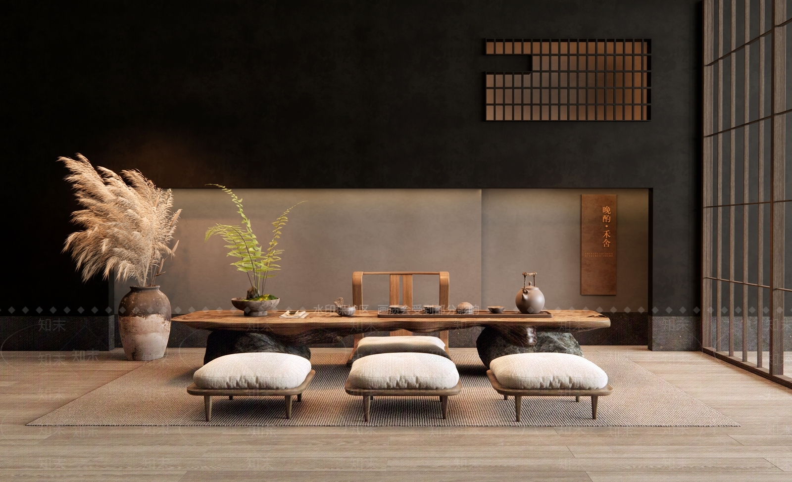 侘寂风榻榻米茶室3D模型下载【ID:1152826486】