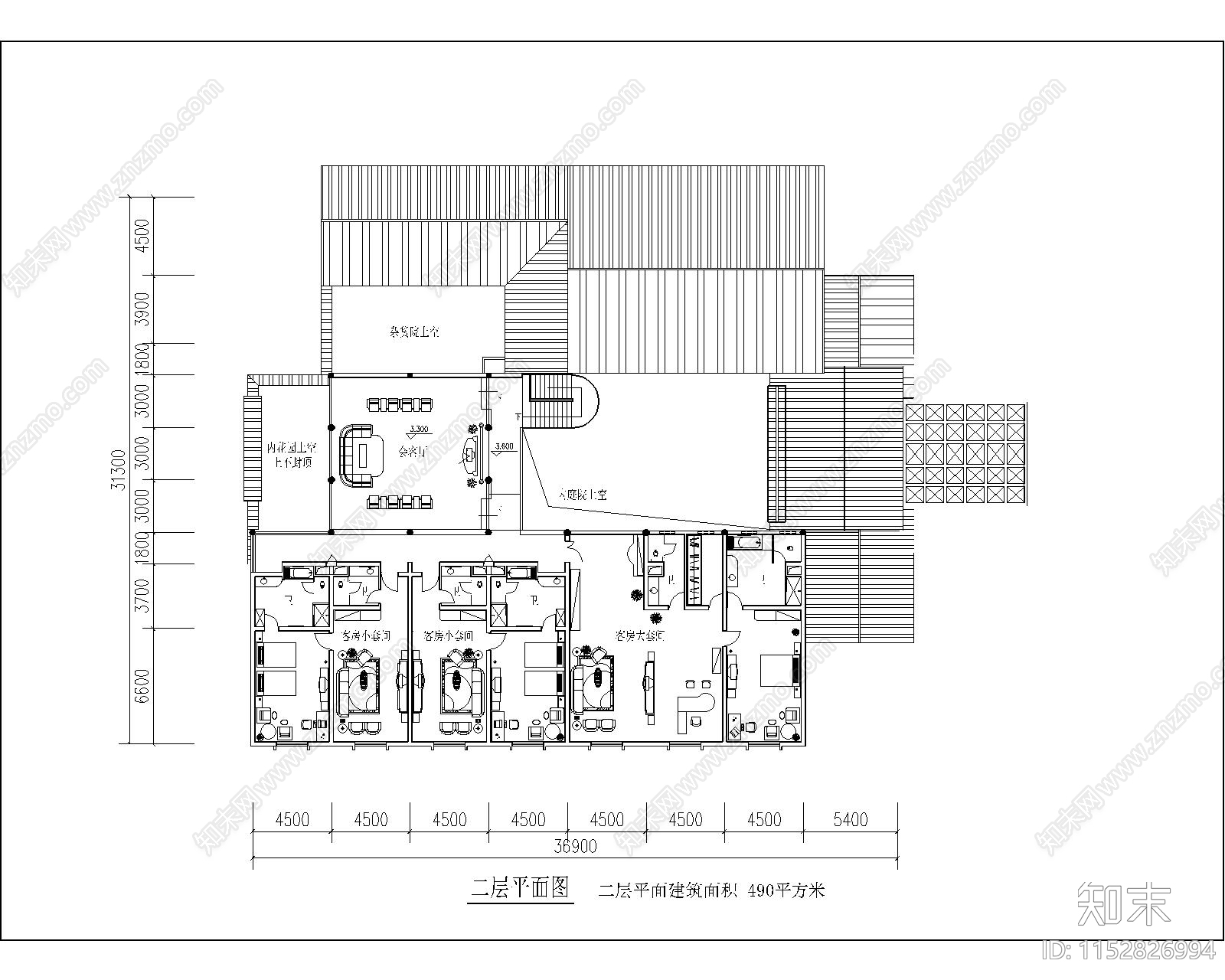 中式徽派建筑设计施工图下载【ID:1152826994】