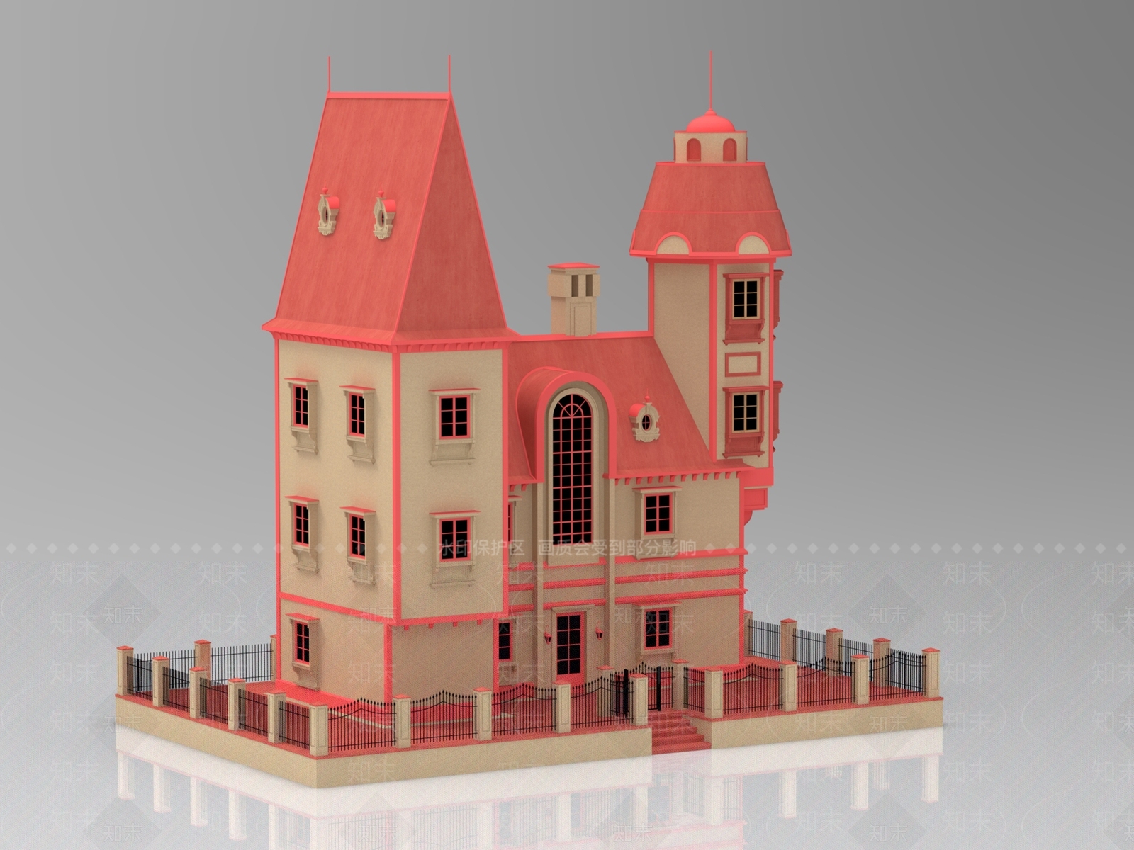 现代别墅建筑3D模型下载【ID:1152830429】