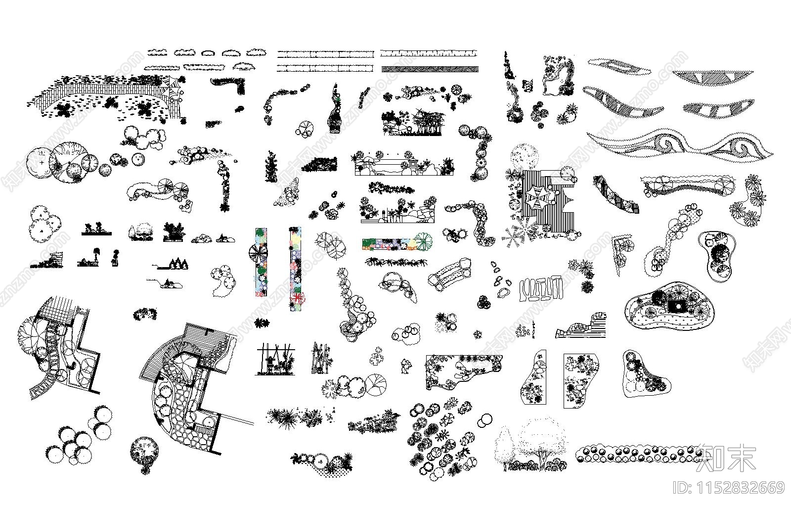 现代景观组合植物cad施工图下载【ID:1152832669】