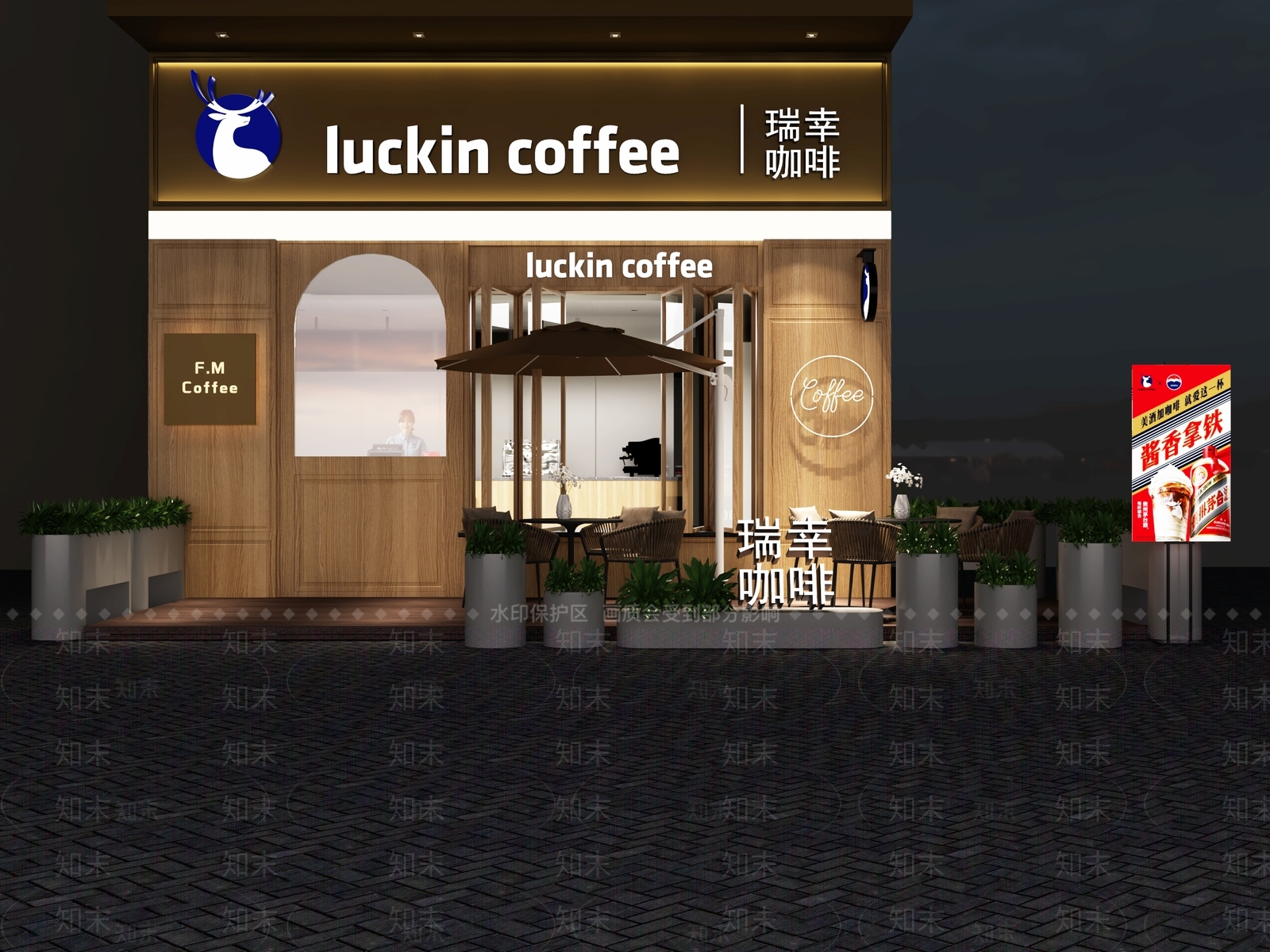 现代门头3D模型渲染效果图