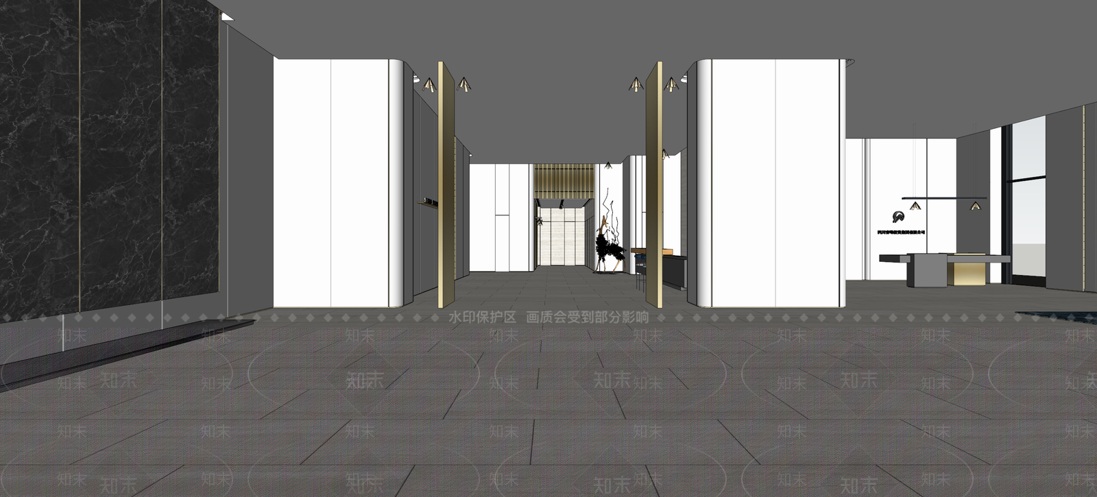 现代办公楼大堂SU模型下载【ID:1152837582】