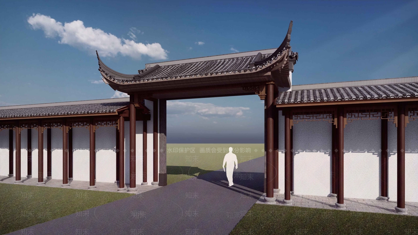 中式牌坊牌楼SU模型下载【ID:1153041087】