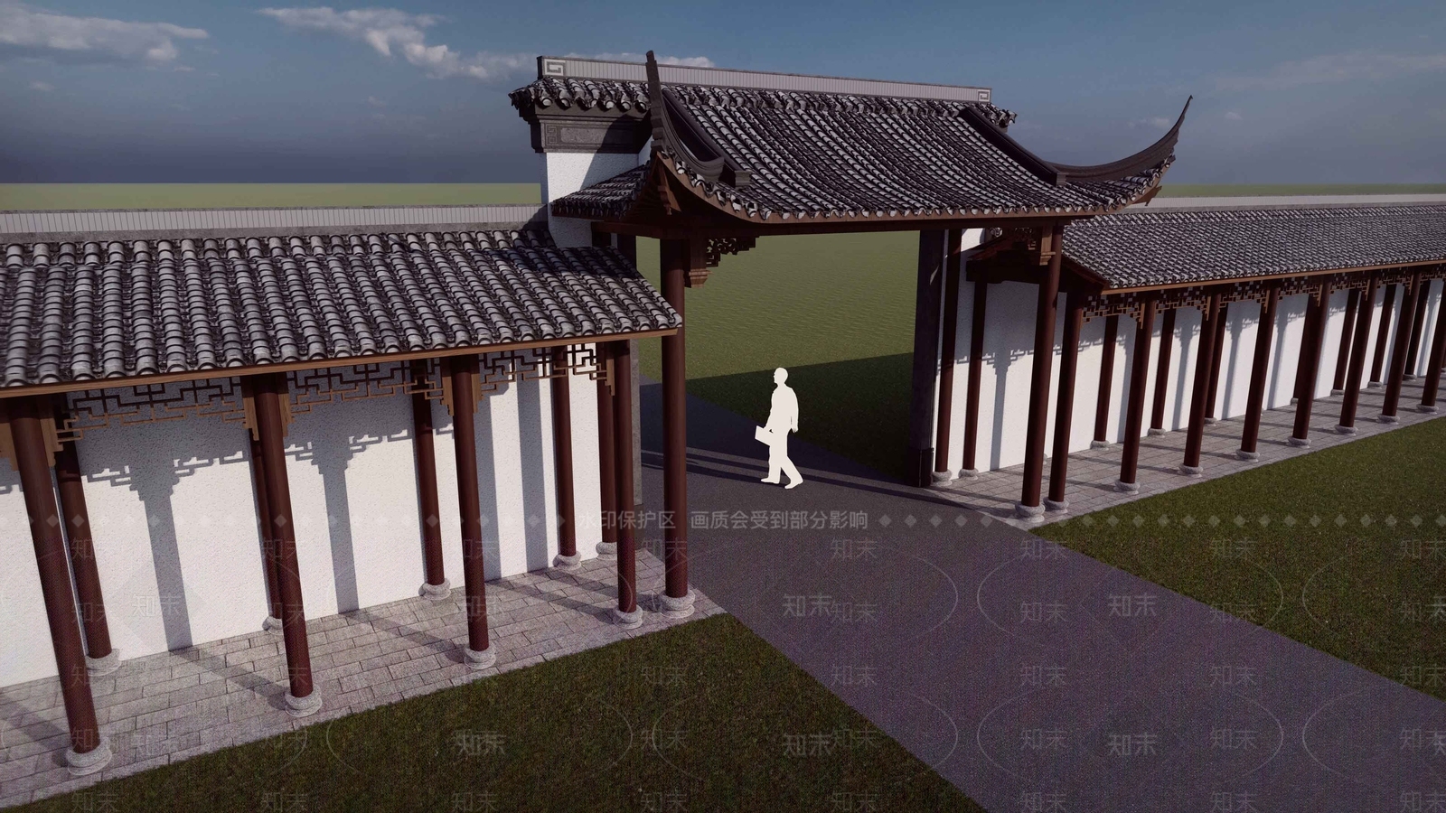 中式牌坊牌楼SU模型下载【ID:1153041087】