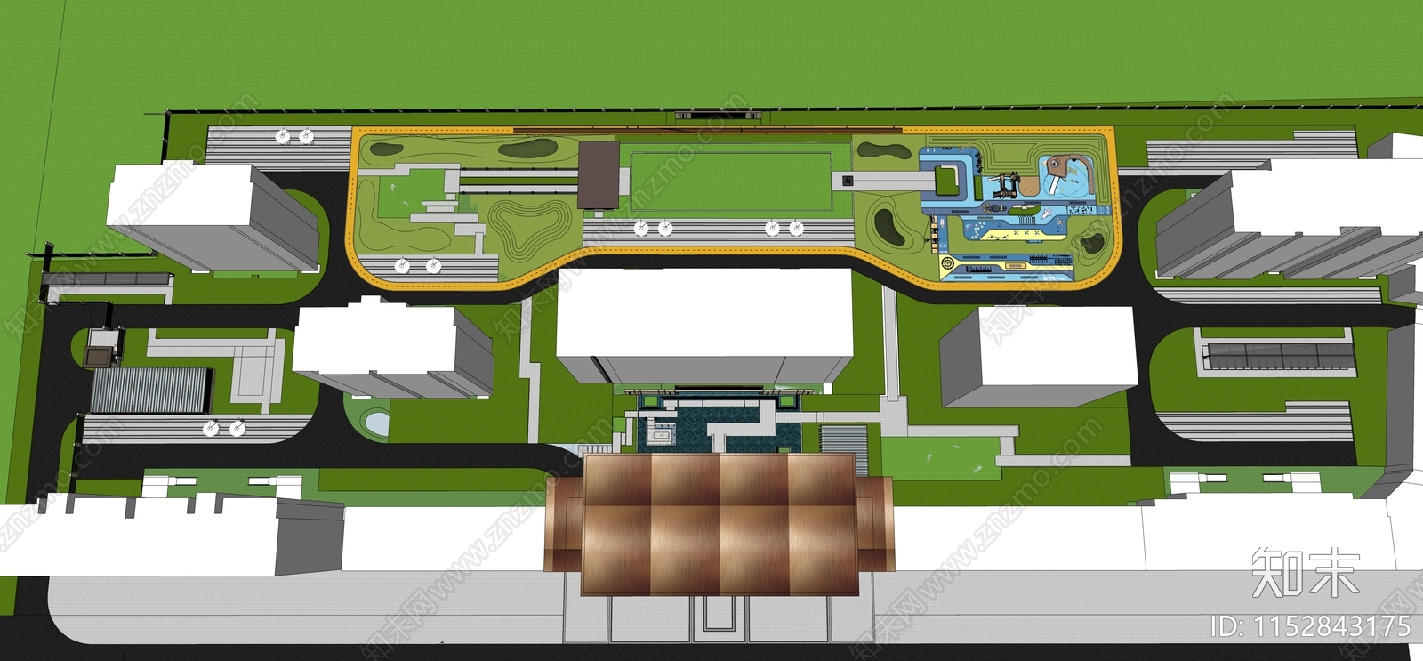 现代小区景观SU模型下载【ID:1152843175】