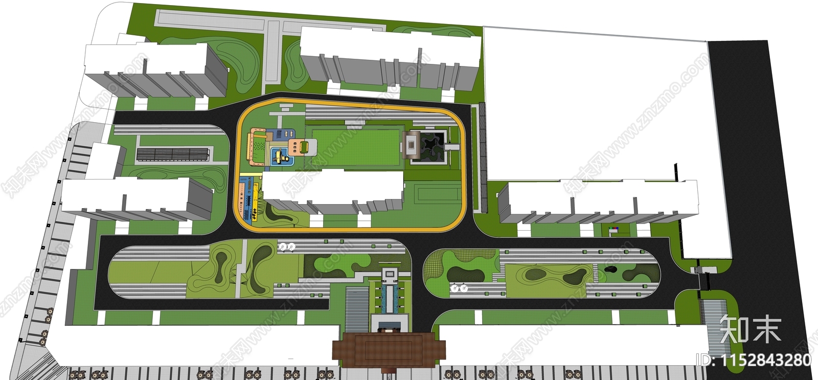 现代小区景观SU模型下载【ID:1152843280】