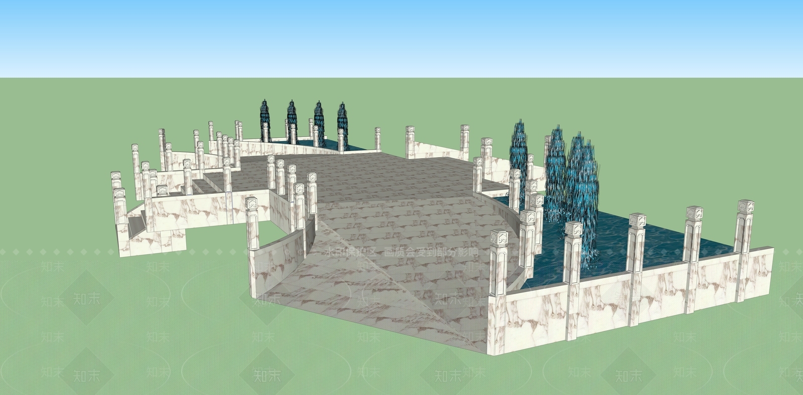 现代景观喷泉SU模型下载【ID:1152844016】