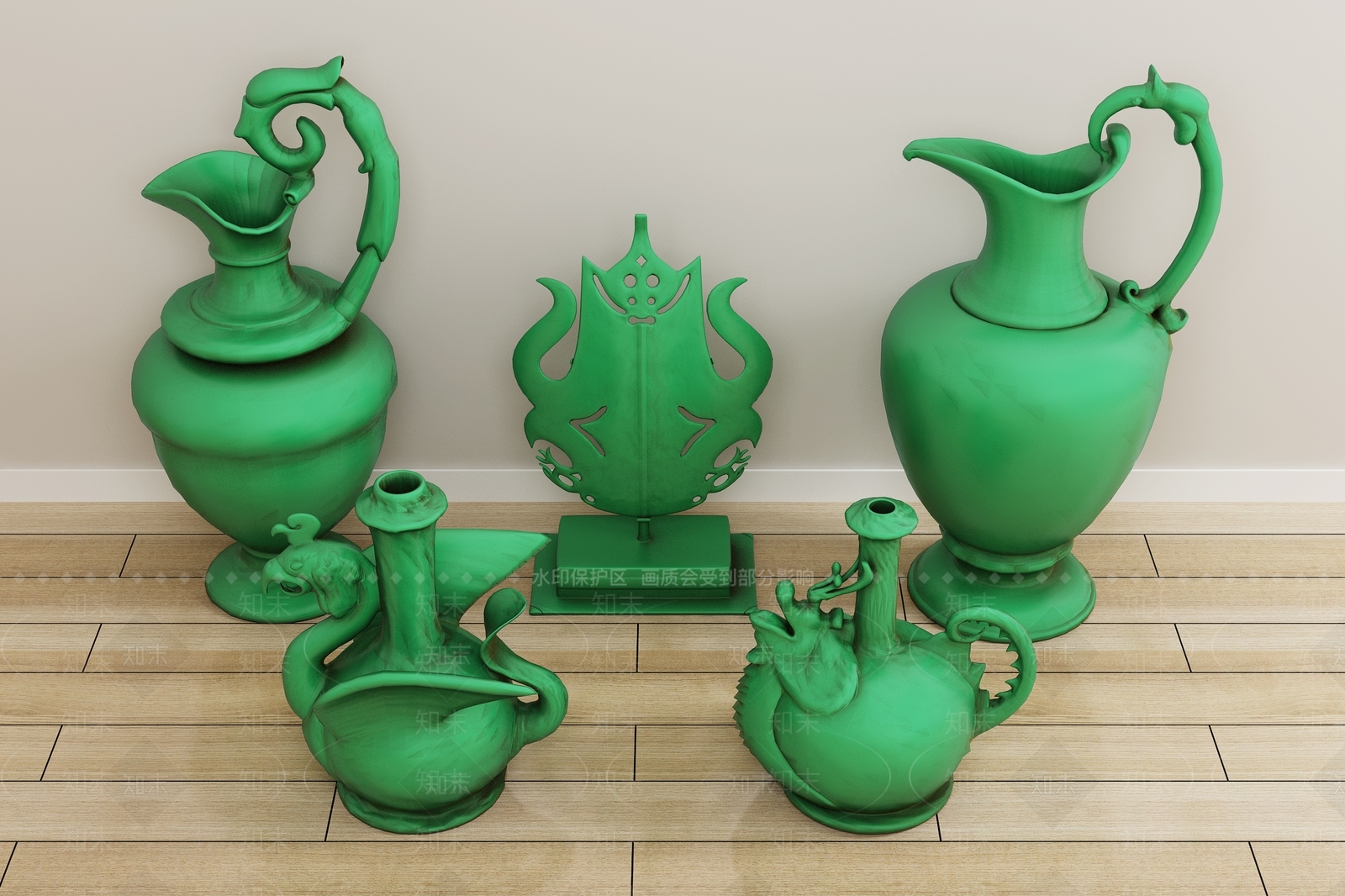 新中式工艺品摆件组合3D模型下载【ID:1152844205】