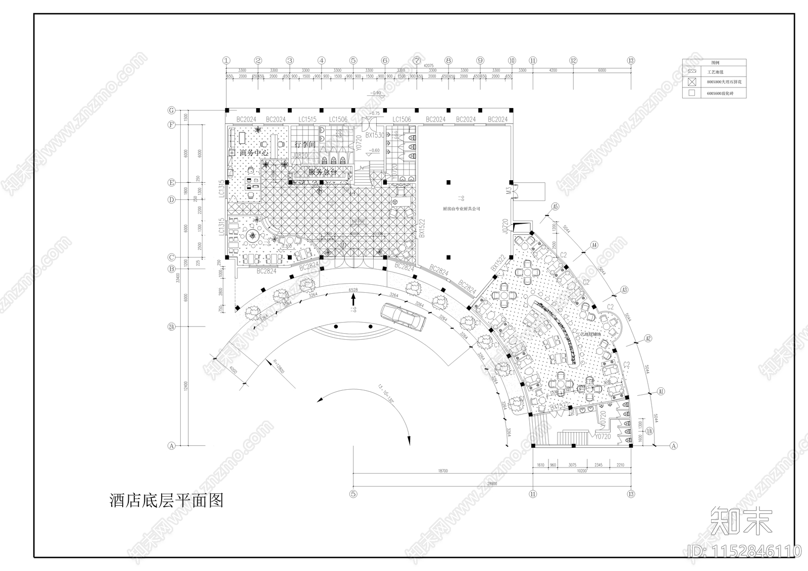 现代简约酒店装修设计图cad施工图下载【ID:1152846110】