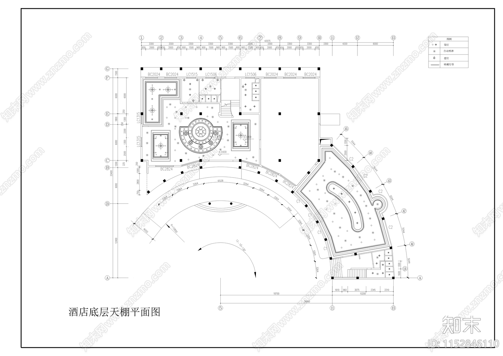 现代简约酒店装修设计图cad施工图下载【ID:1152846110】