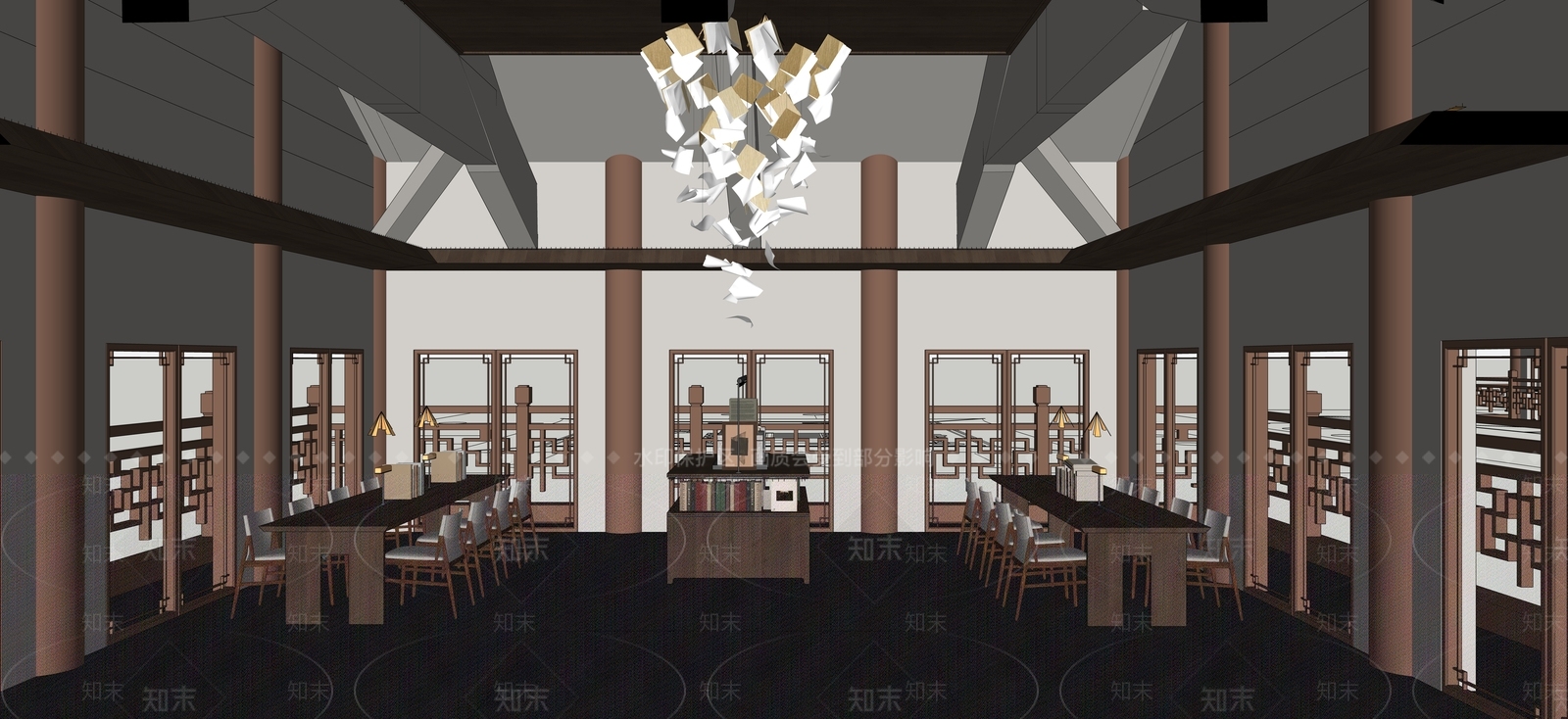 现代城市书房SU模型下载【ID:1152846573】