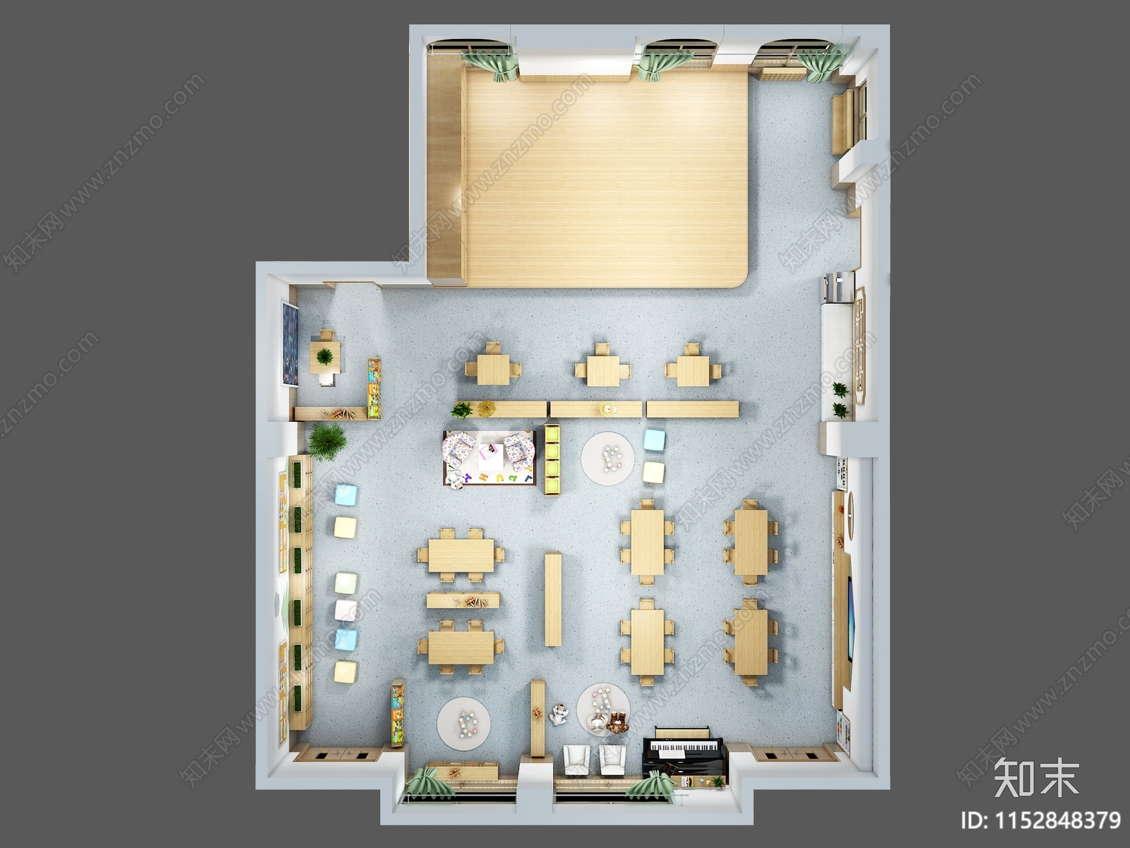 现代幼儿园3D模型下载【ID:1152848379】