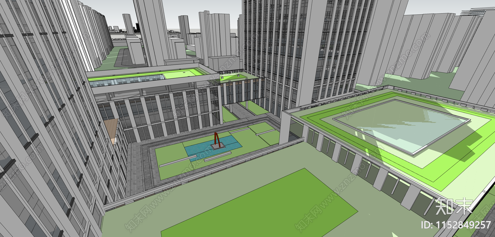 现代政府高层办公楼SU模型下载【ID:1152849257】