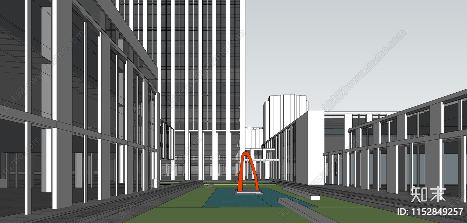 现代政府高层办公楼SU模型下载【ID:1152849257】