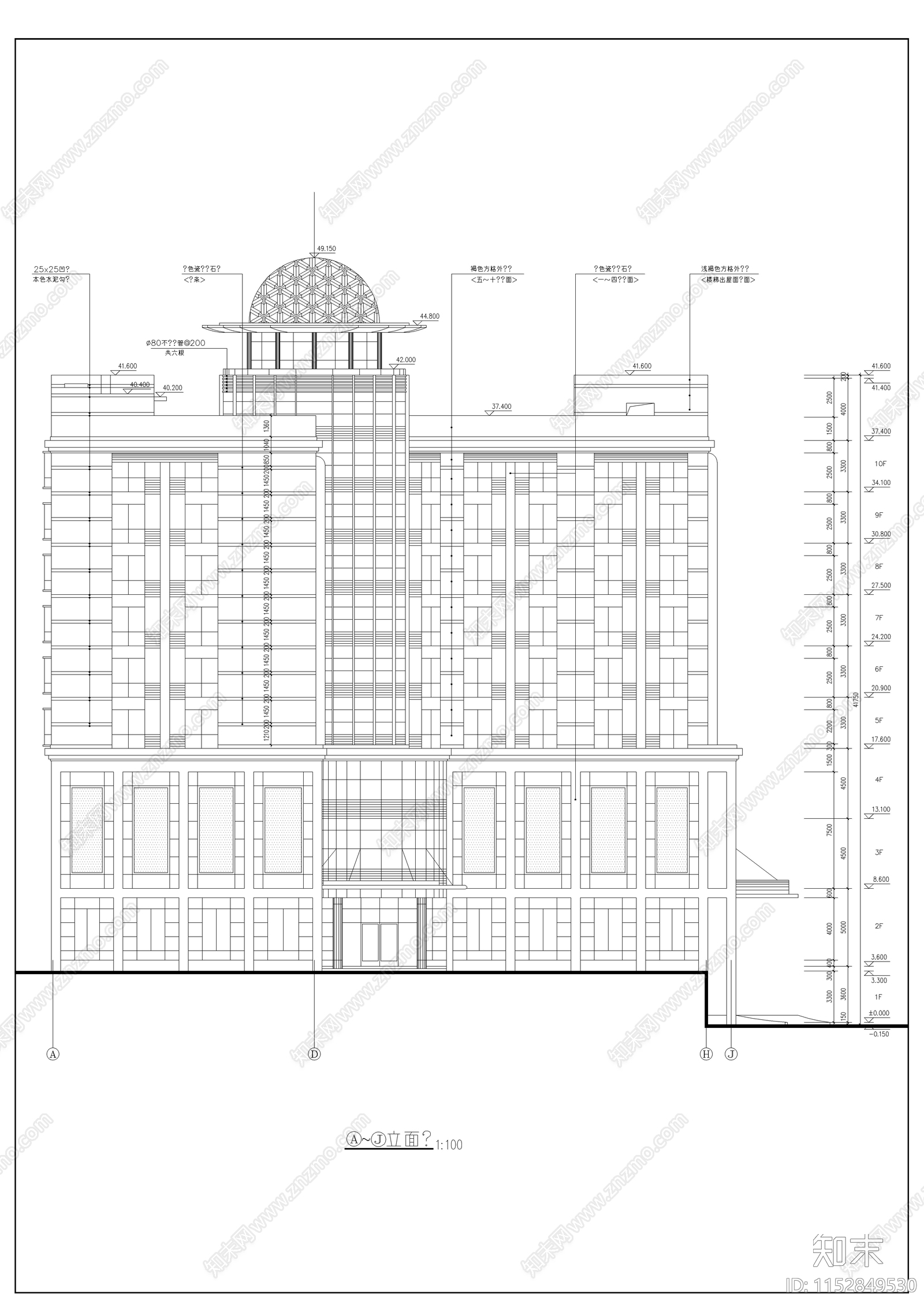 欧式古典酒店建筑设计cad施工图下载【ID:1152849530】