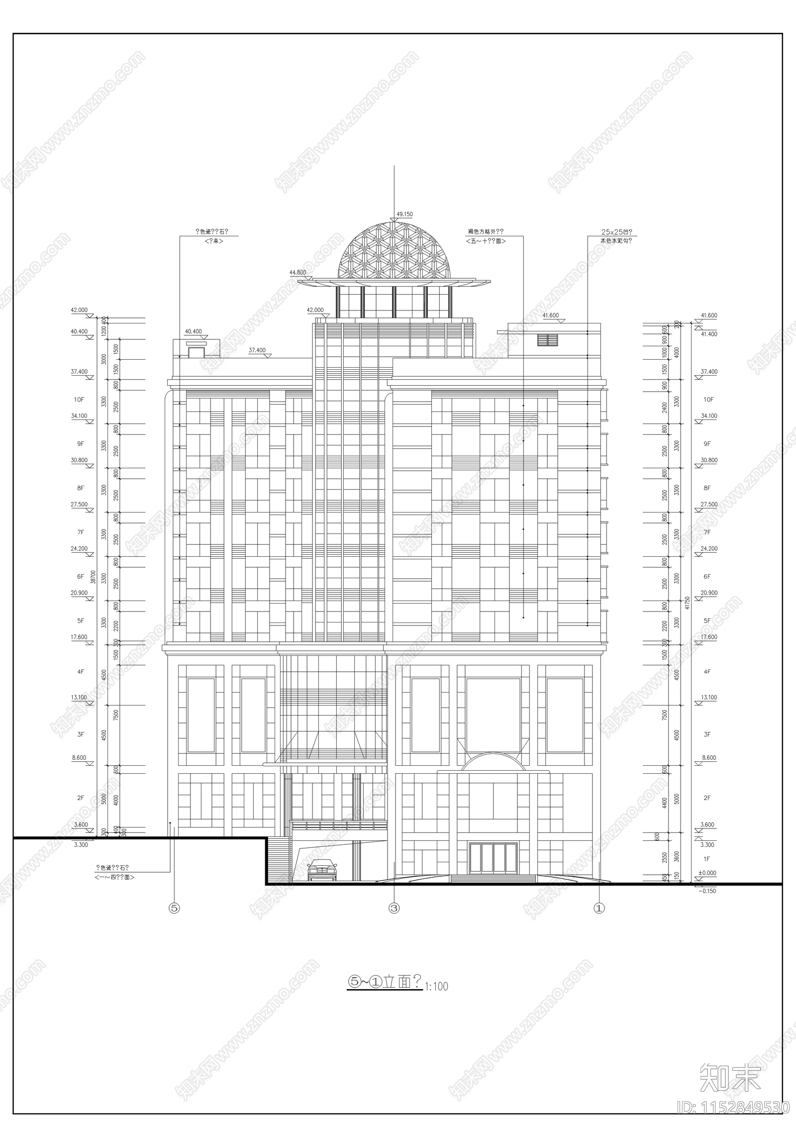 欧式古典酒店建筑设计cad施工图下载【ID:1152849530】