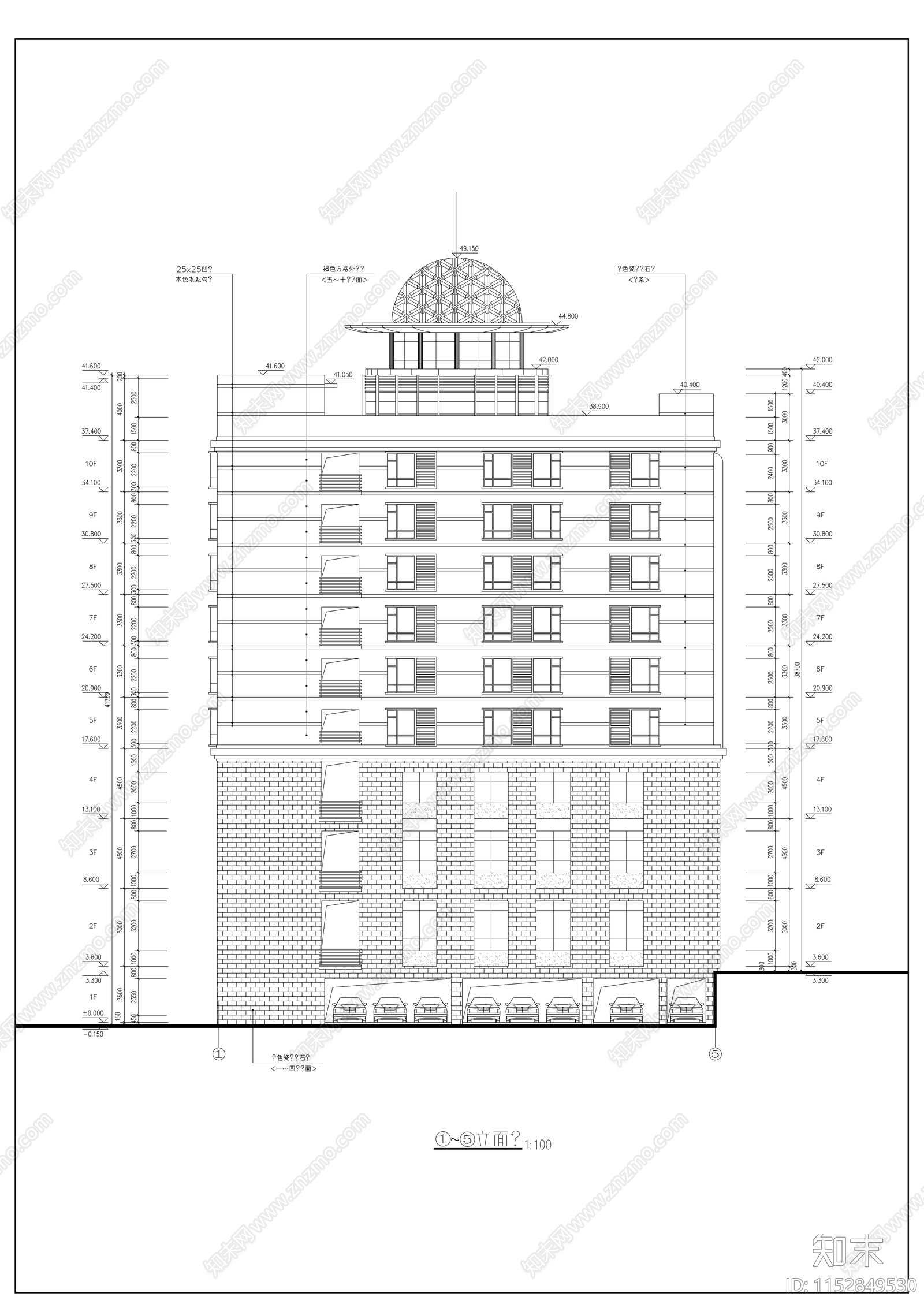 欧式古典酒店建筑设计cad施工图下载【ID:1152849530】