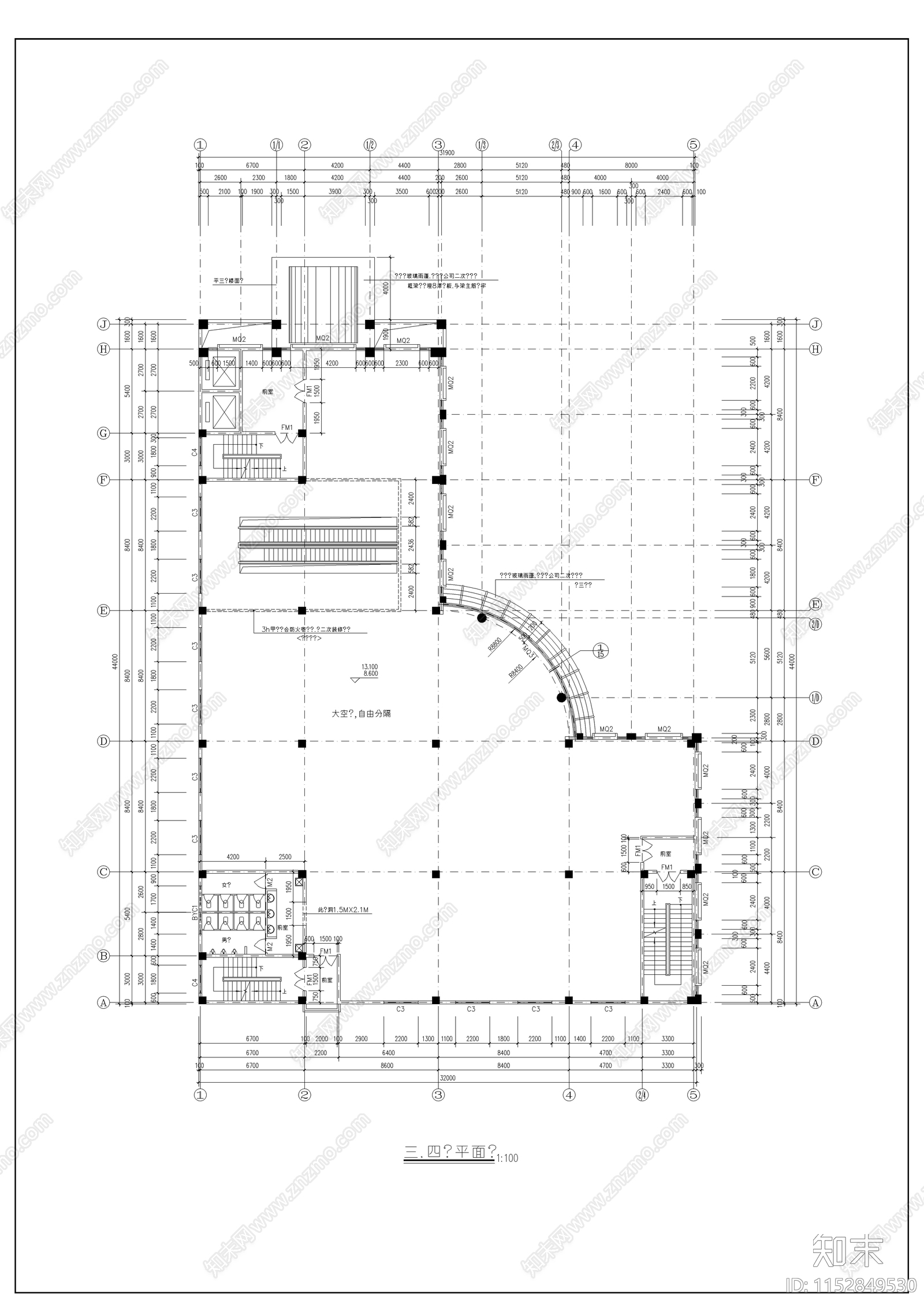 欧式古典酒店建筑设计cad施工图下载【ID:1152849530】