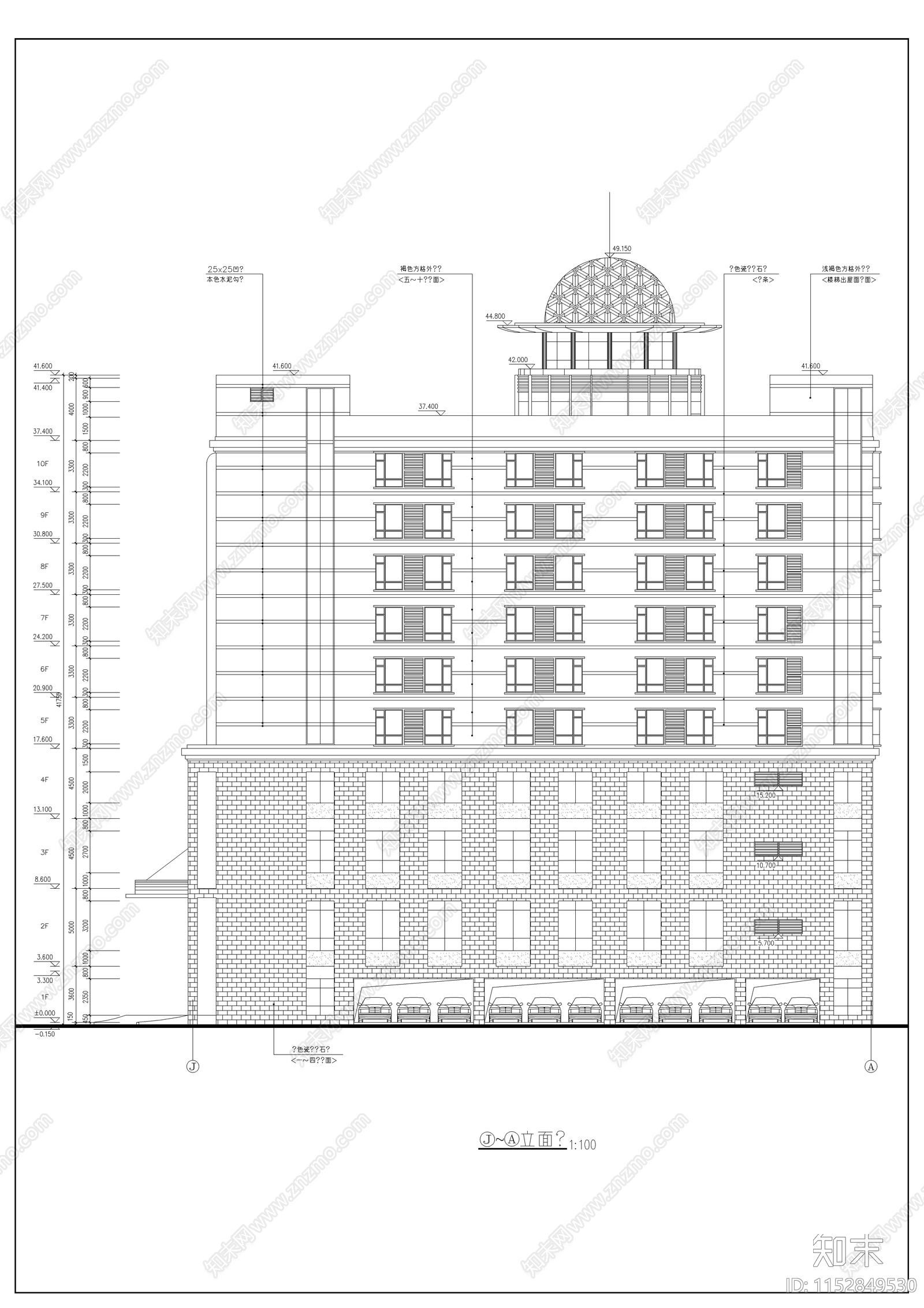 欧式古典酒店建筑设计cad施工图下载【ID:1152849530】