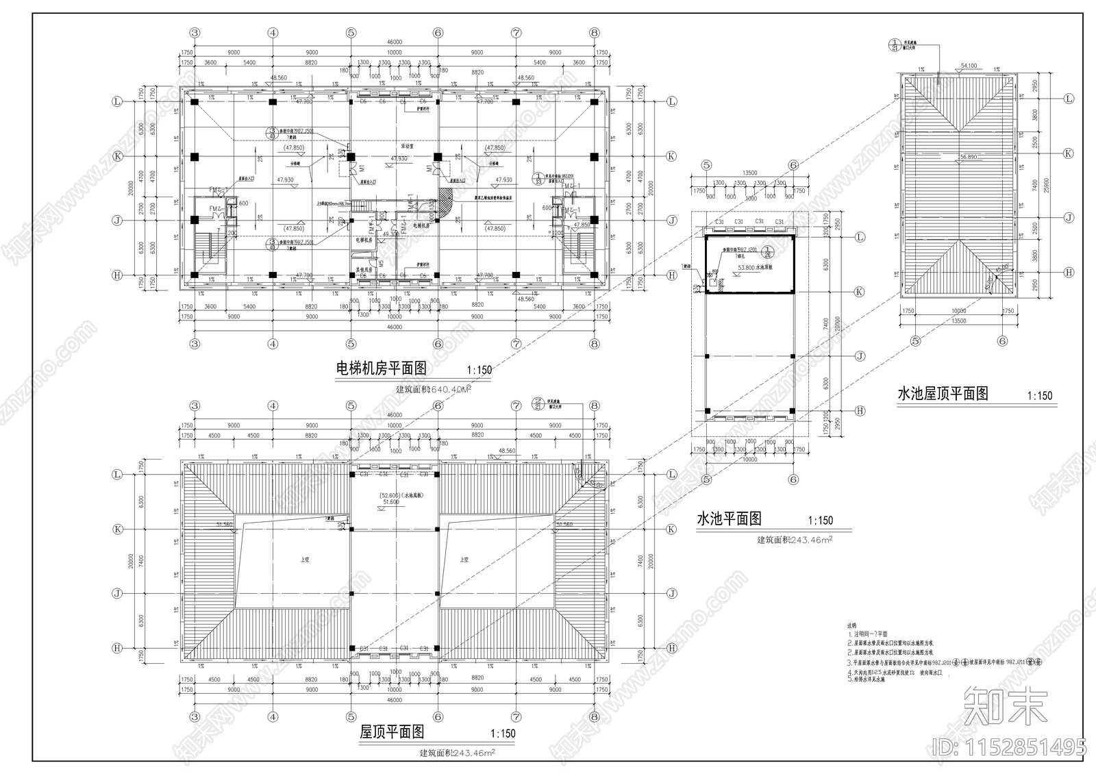 欧式简约汇景酒店建筑cad施工图下载【ID:1152851495】