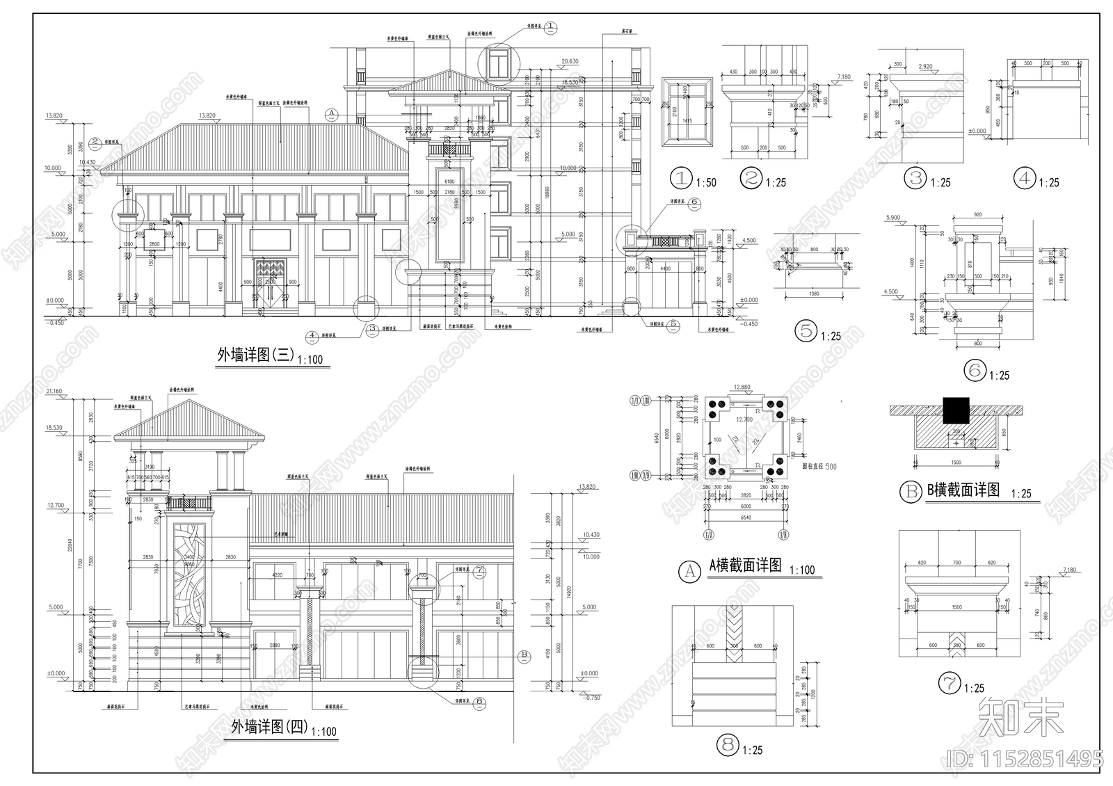 欧式简约汇景酒店建筑cad施工图下载【ID:1152851495】