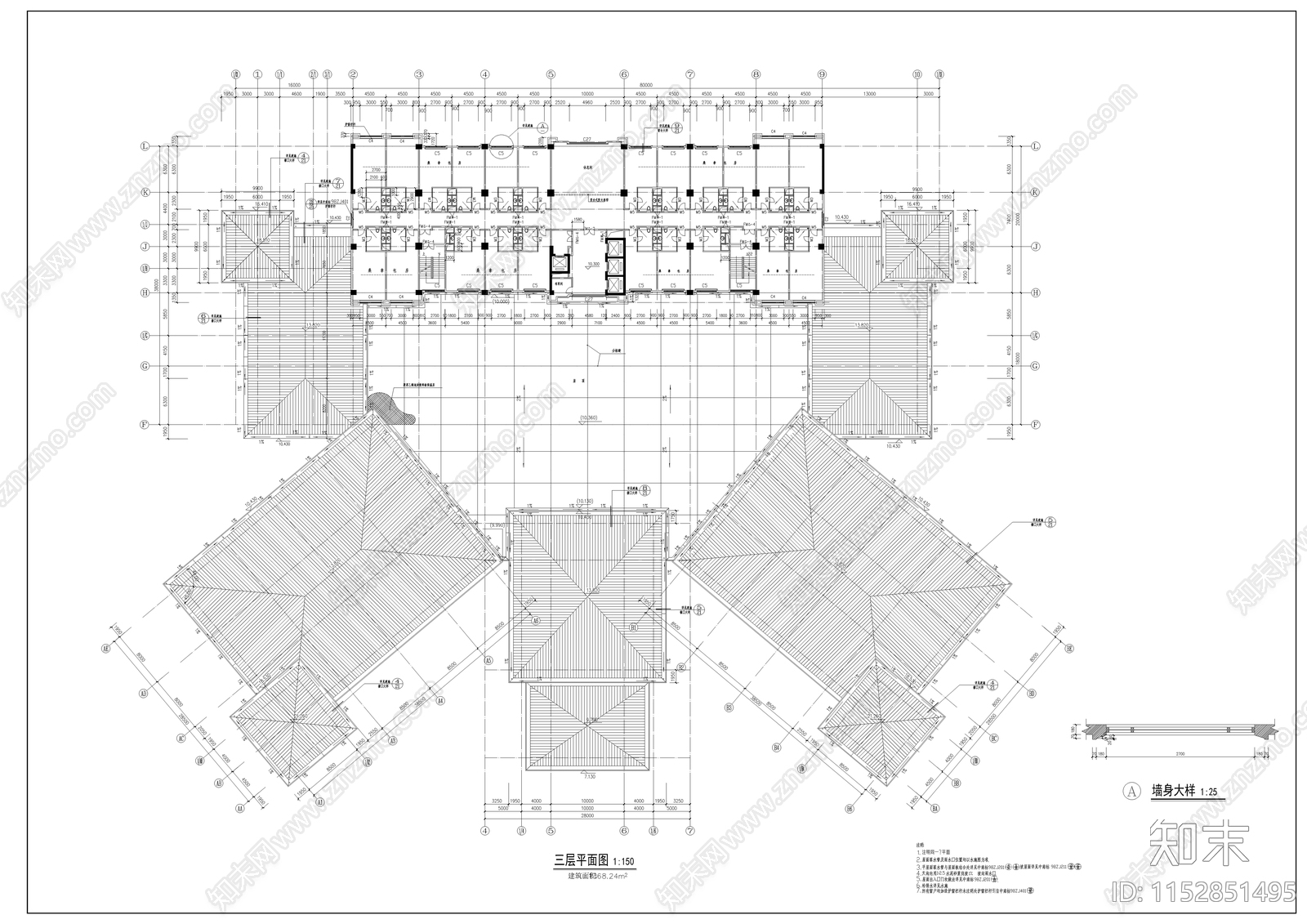 欧式简约汇景酒店建筑cad施工图下载【ID:1152851495】