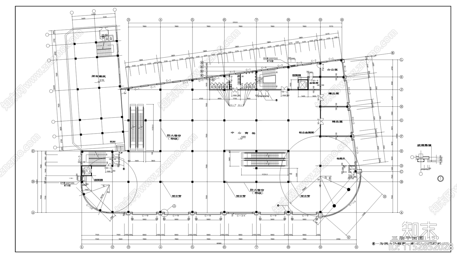 现代海城商厦建筑cad施工图下载【ID:1152852028】