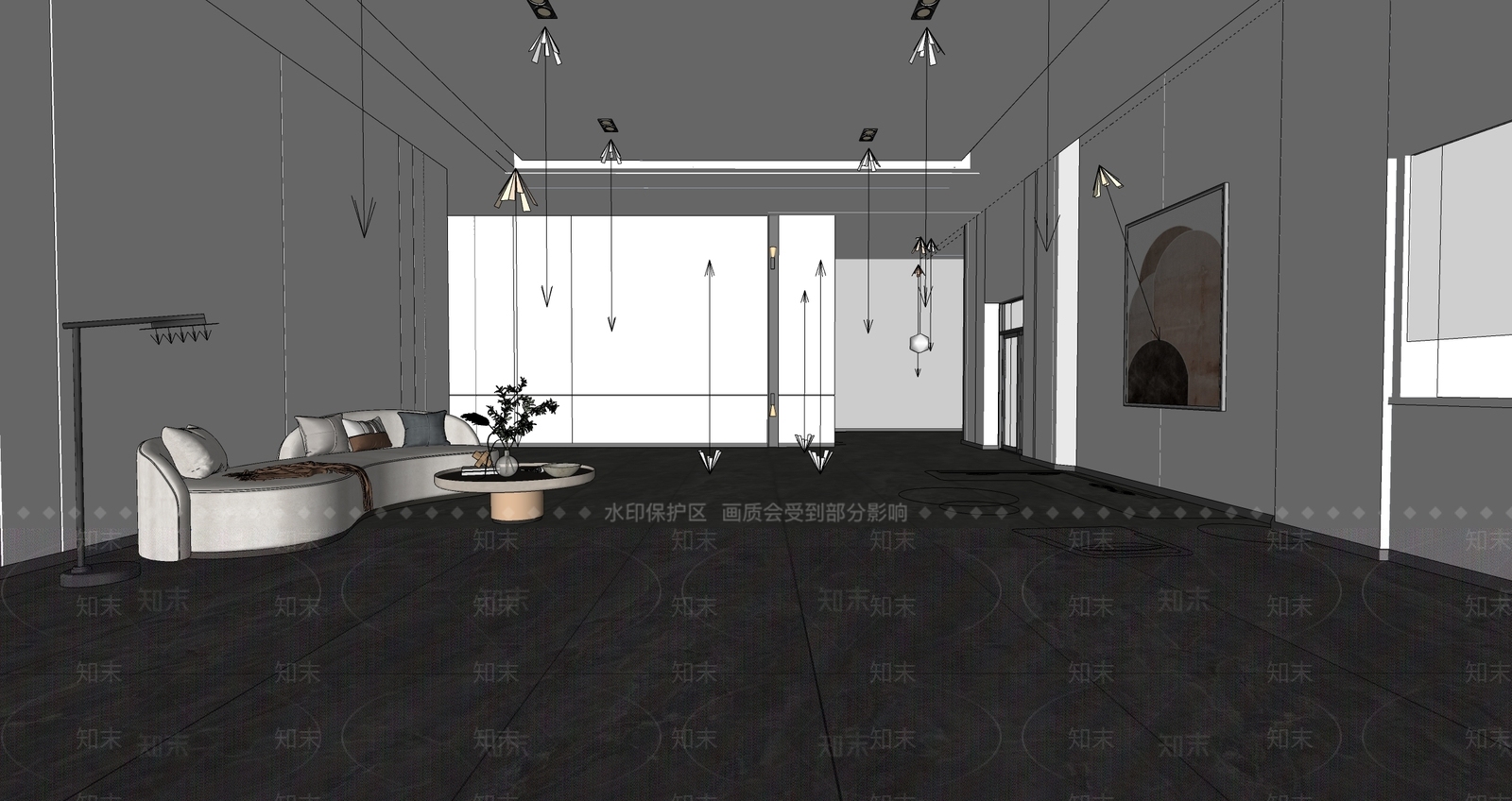 现代公寓门厅休息区SU模型下载【ID:1152852532】