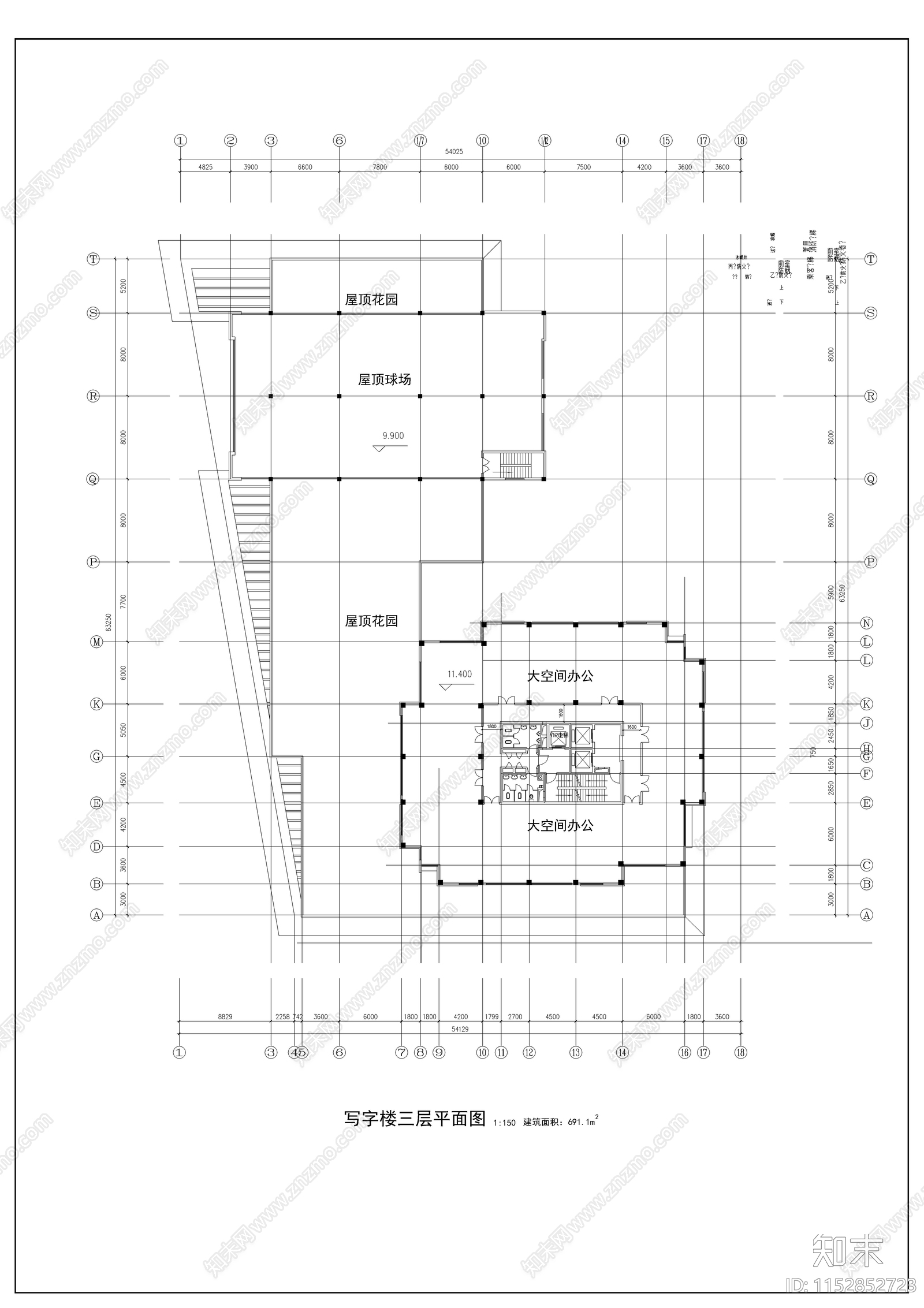 现代高层写字楼建筑施工图下载【ID:1152852723】