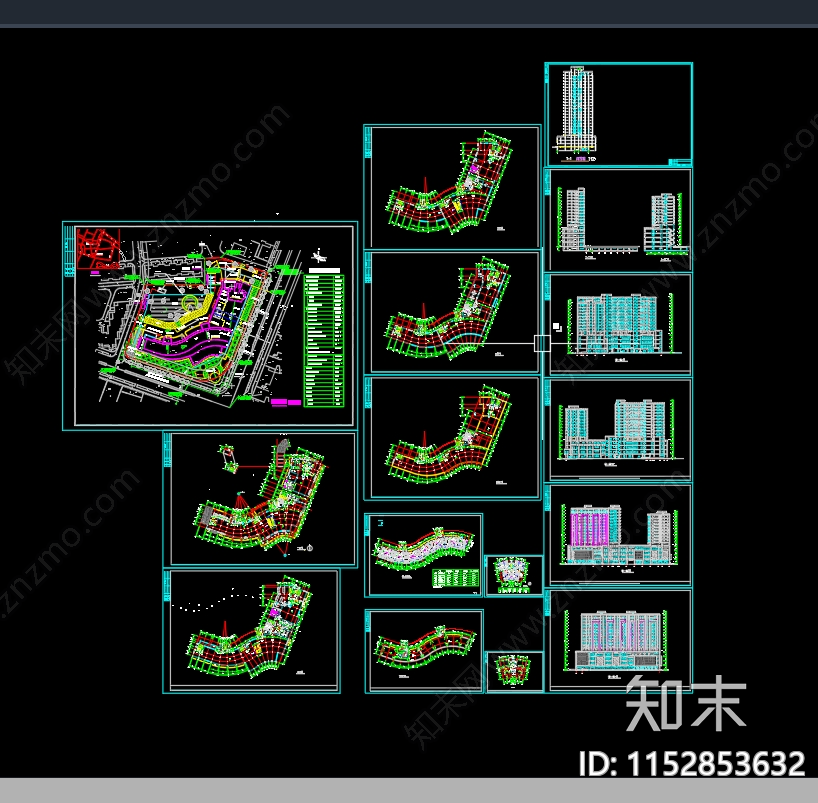 现代高层商住楼建筑设计cad施工图下载【ID:1152853632】