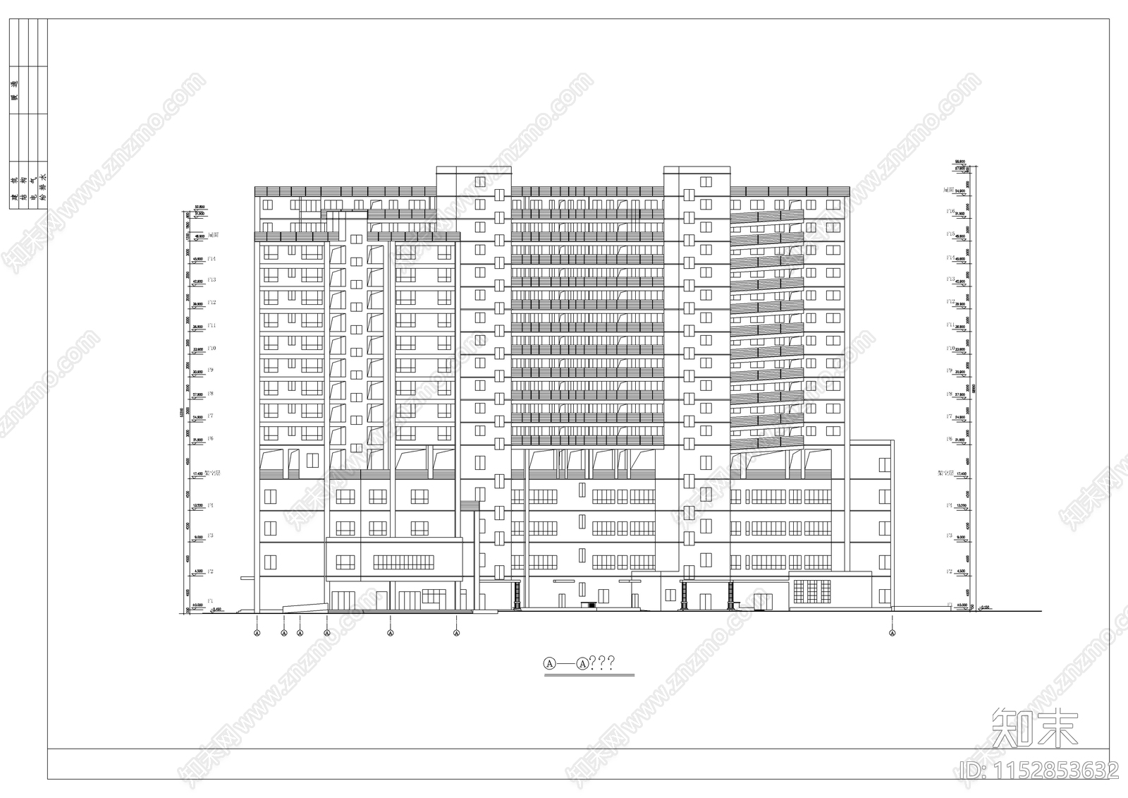 现代高层商住楼建筑设计cad施工图下载【ID:1152853632】