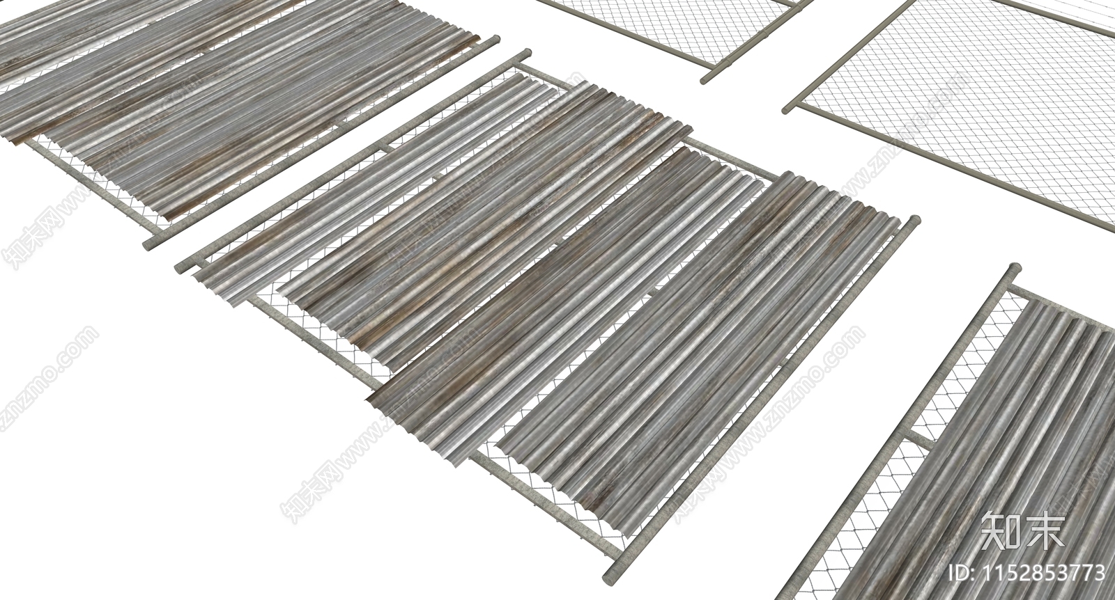 现代破旧围挡栅栏合集SU模型下载【ID:1152853773】