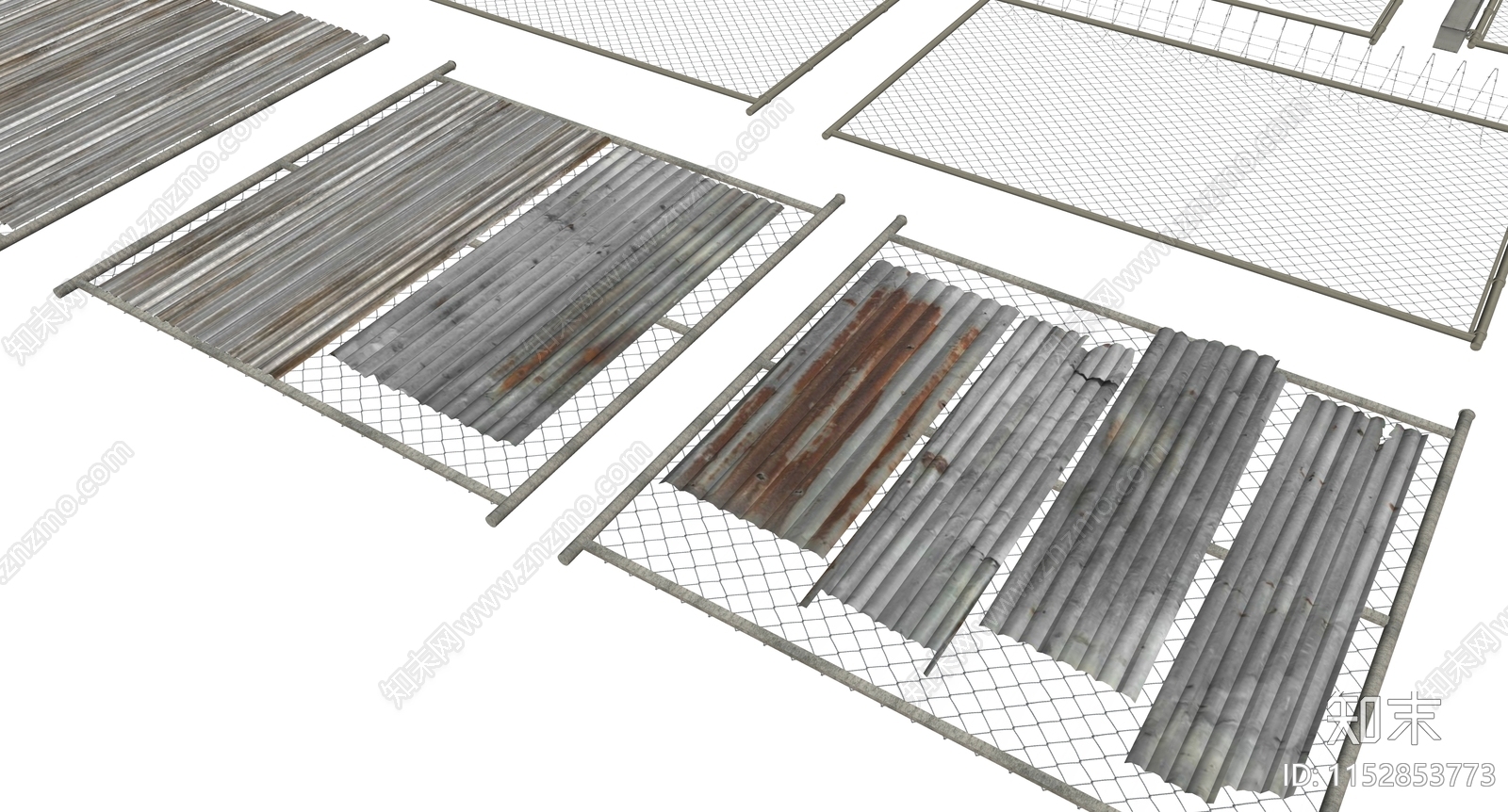 现代破旧围挡栅栏合集SU模型下载【ID:1152853773】