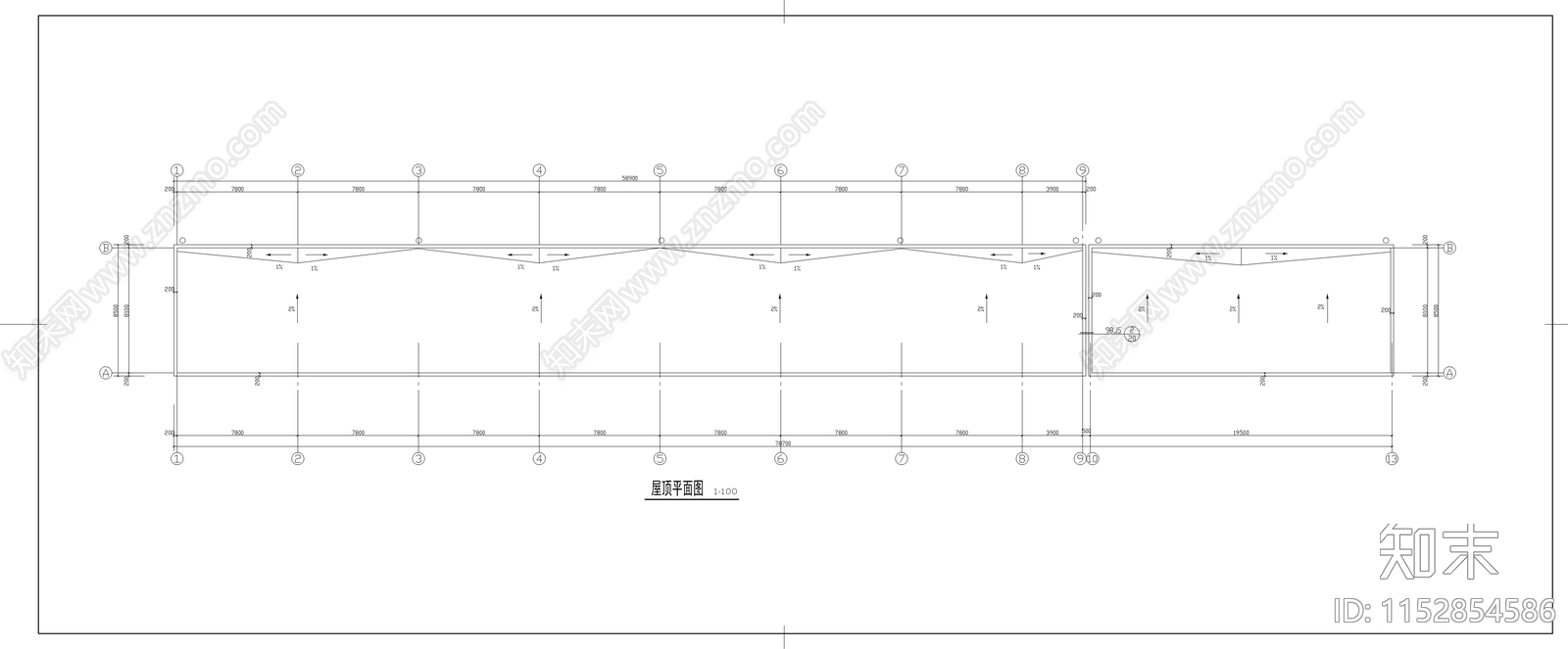 现代二层商业综合体建筑cad施工图下载【ID:1152854586】