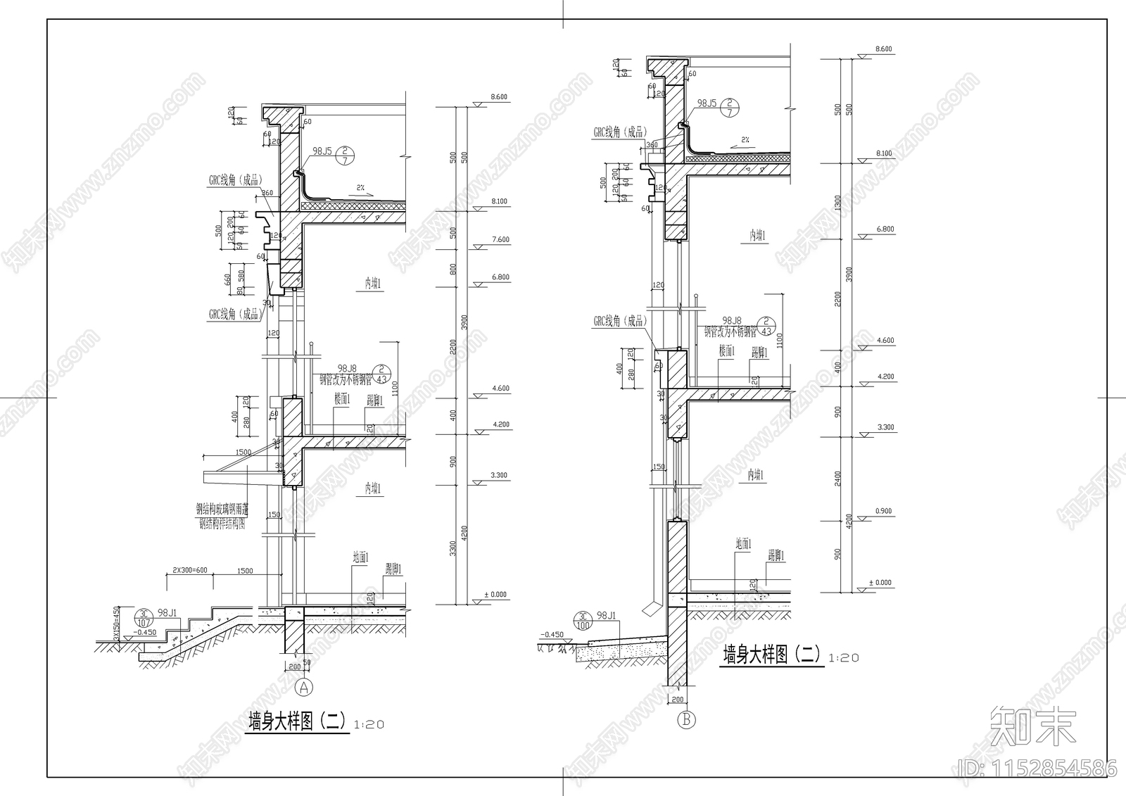 现代二层商业综合体建筑cad施工图下载【ID:1152854586】