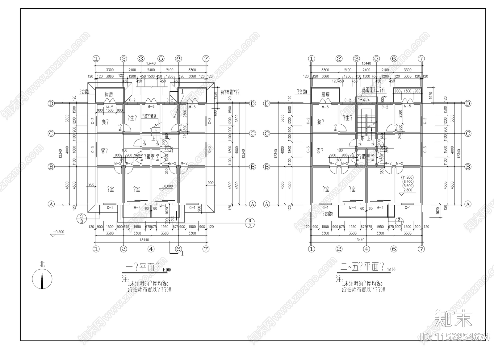 现代多层住宅建筑设计cad施工图下载【ID:1152854674】