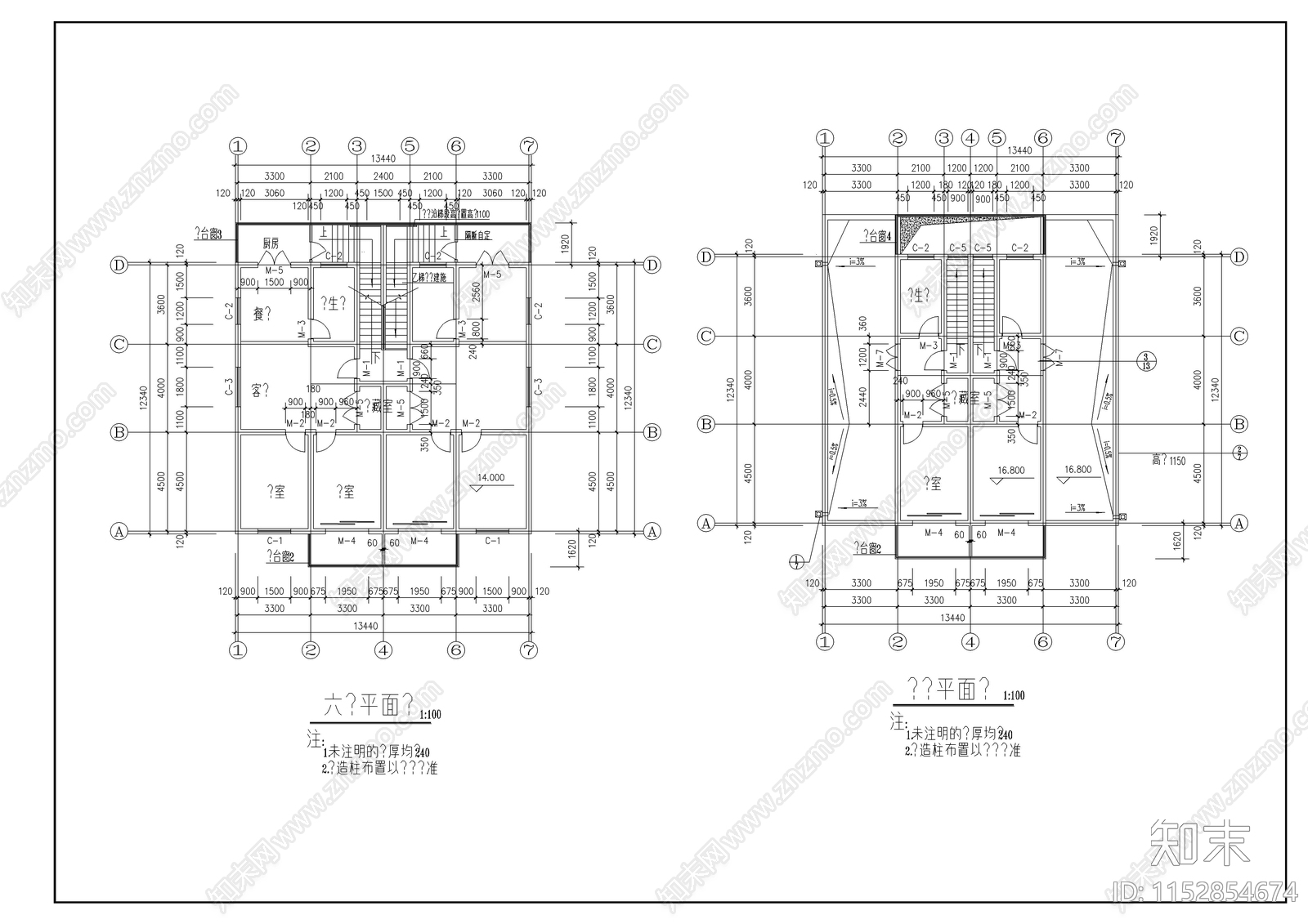 现代多层住宅建筑设计cad施工图下载【ID:1152854674】