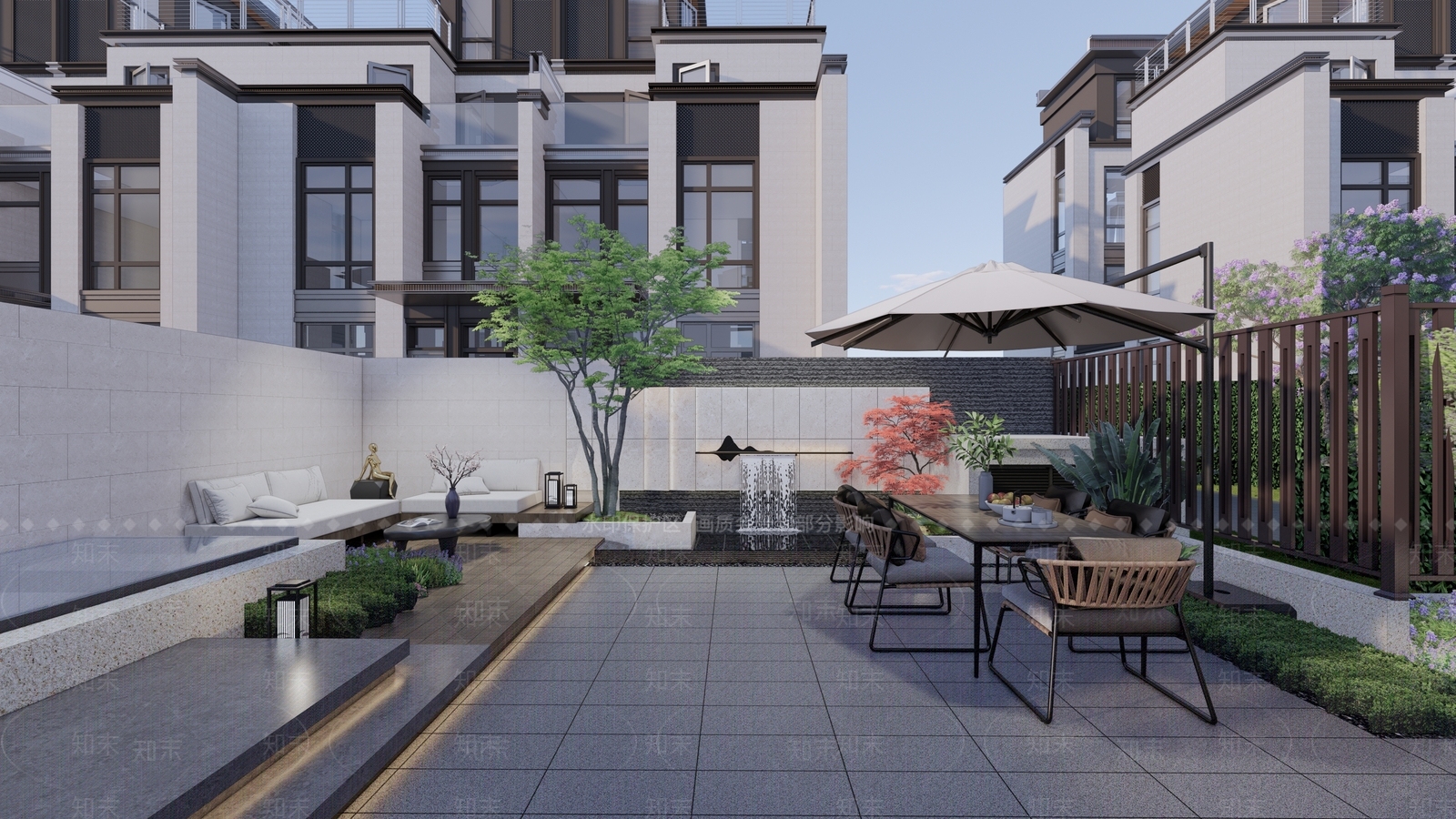 现代庭院花园景观SU模型下载【ID:1152942467】