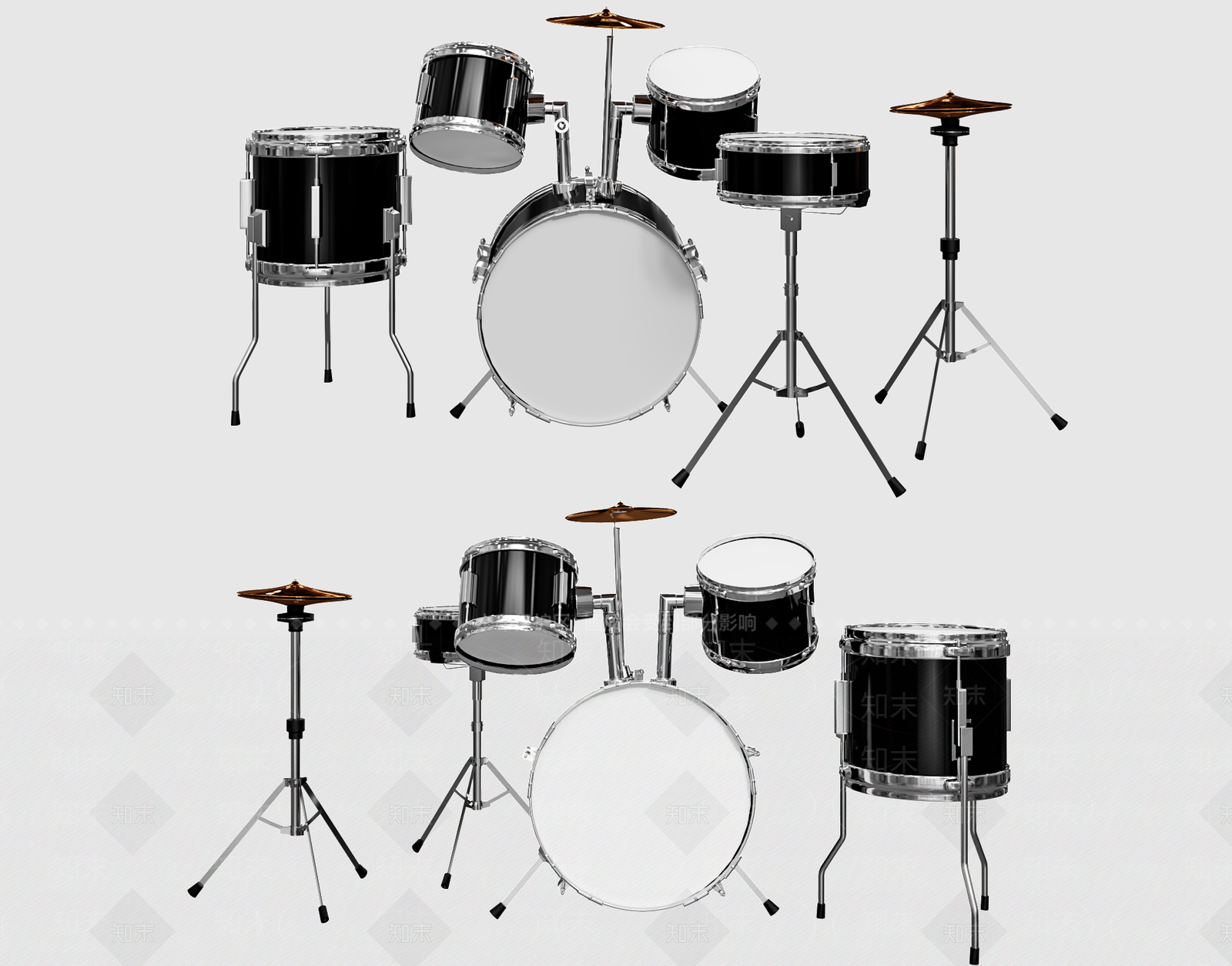 现代架子鼓3D模型下载【ID:1152857186】