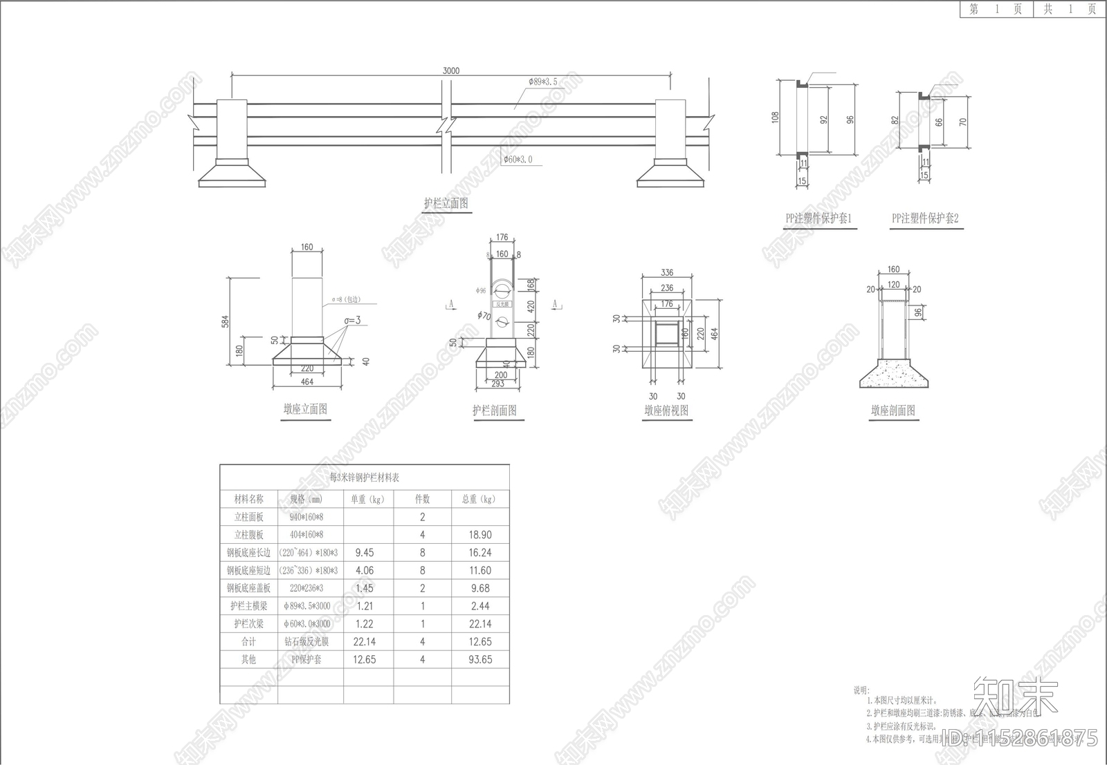 机动车隔离护栏大样图施工图下载【ID:1152861875】